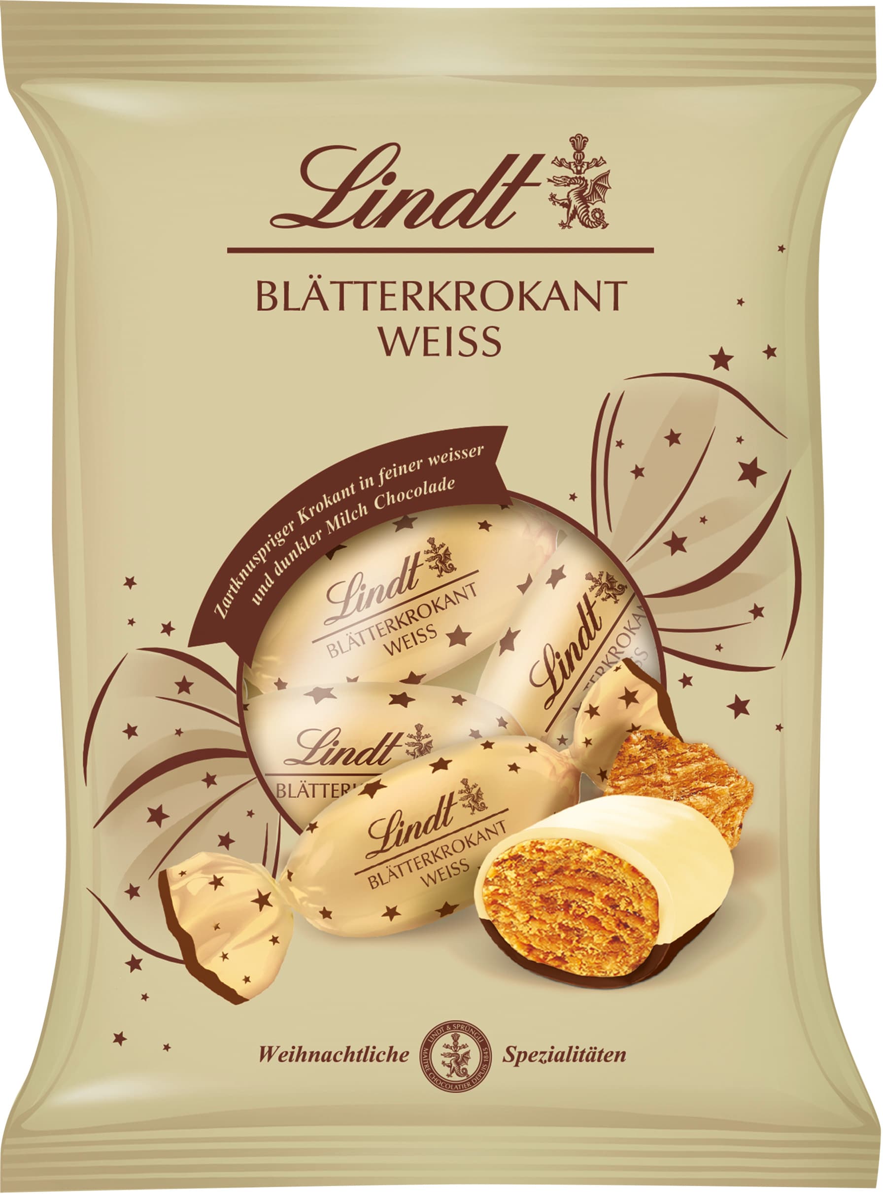 Lindt Blätterkrokant Doppeldreh Weiß 