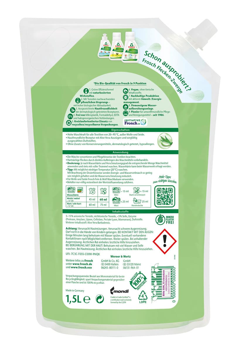 Produktbild Frosch Sensitiv-Waschmittel Aloe Vera 2 von 2