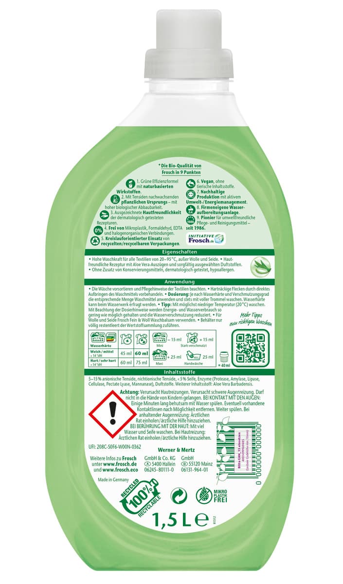 Produktbild Frosch Sensitiv-Waschmittel Aloe Vera  2 von 2