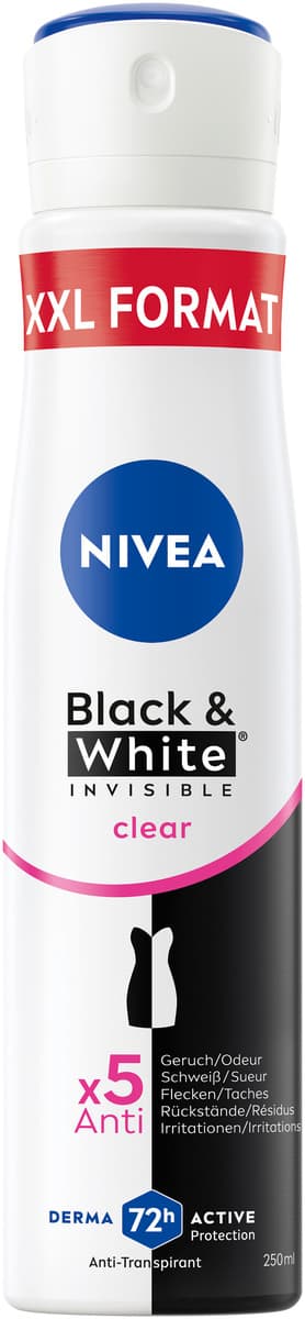 NIVEA Black & White Invisible Clear Anti-Transpirant Spray XXL