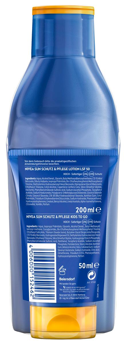 Produktbild NIVEA SUN Schutz Pflege Milch LF50+ & Kids Schutz und Pflege 50ml 2 von 2