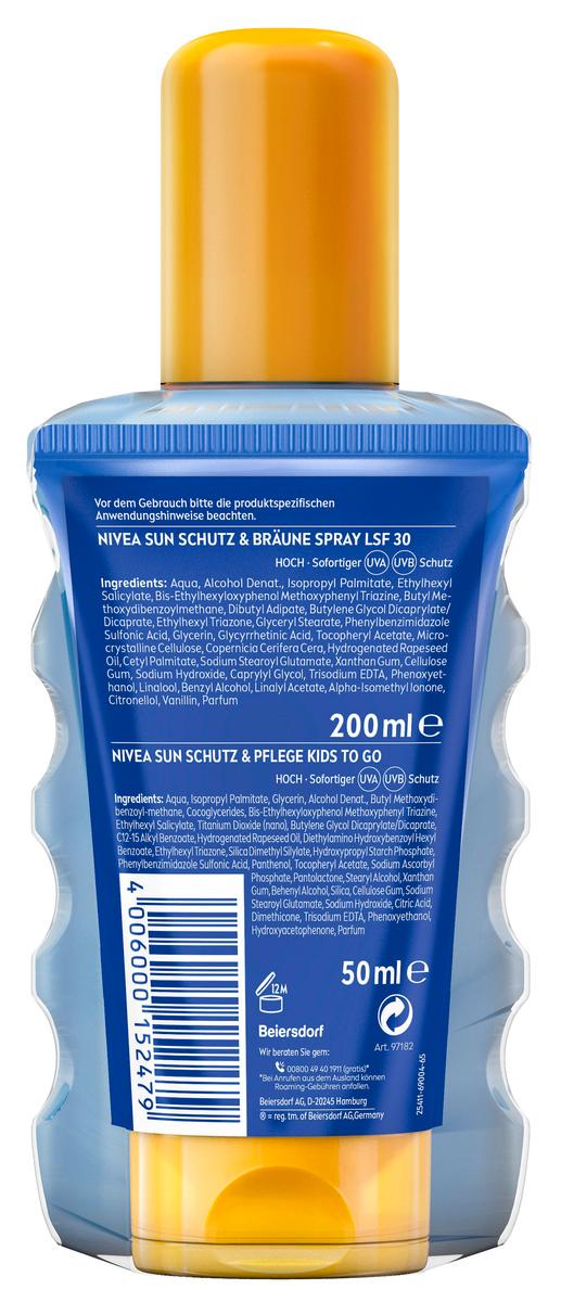 Produktbild NIVEA SUN Schutz & Bräune LSF30 + Nivea Sun Kinds Schutz und Pflege LSF 50 Mini 2 von 2