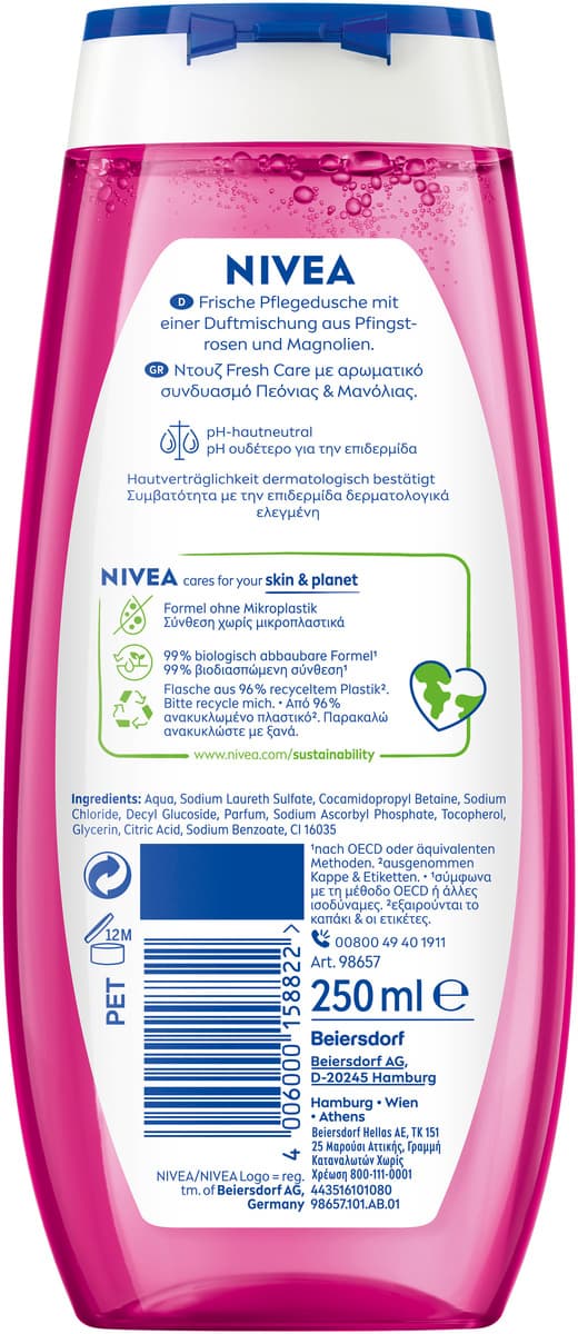 Produktbild NIVEA Duschgel Fresh Care Shower Blooming Garden Pfingstrosen & Magnolie 2 von 7