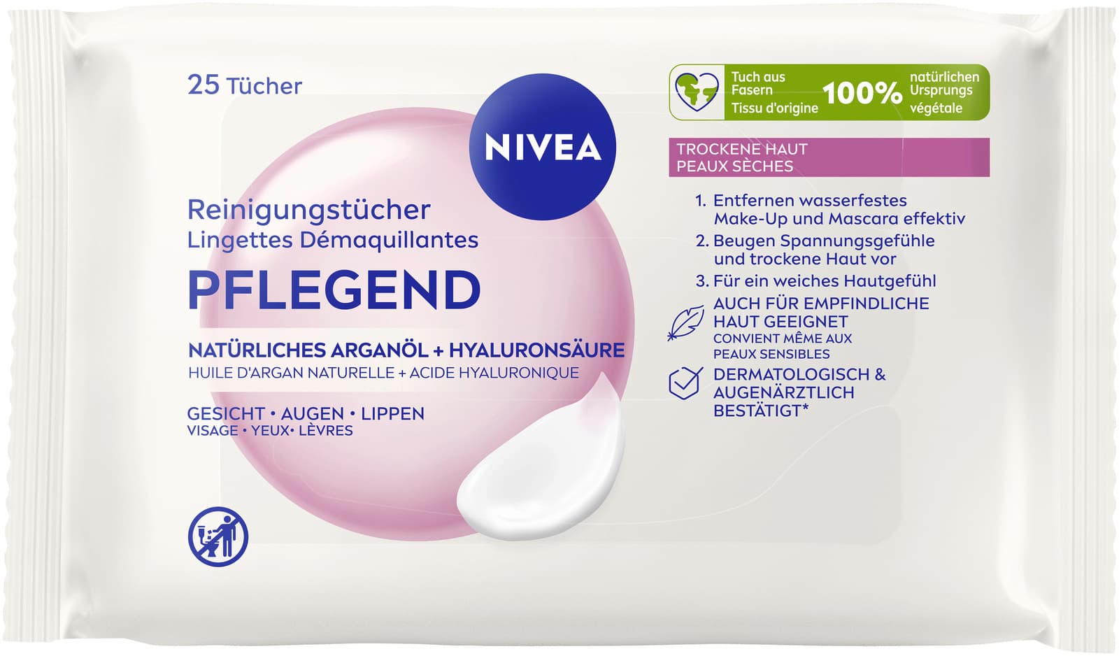 NIVEA Reinigungstücher Pflegend natürliches Arganöl + Hyaluronsäure