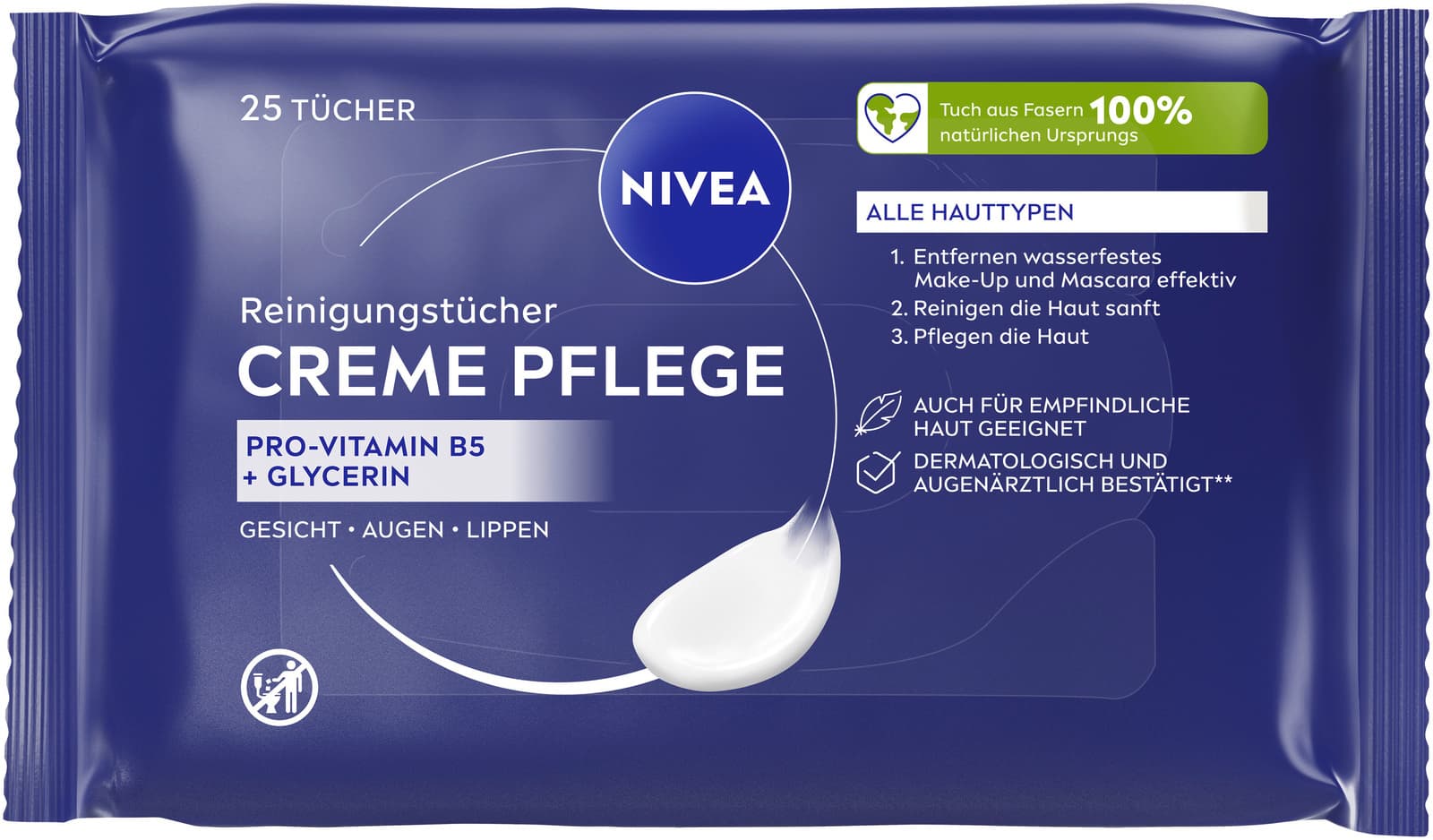 NIVEA 3in1 Creme Pflege Reinigungstücher Alle Hauttypen 