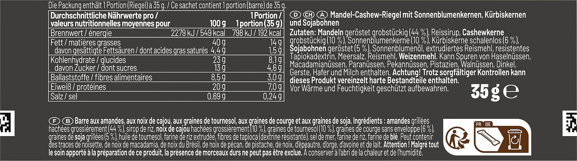 Seeberger Protein Nussriegel