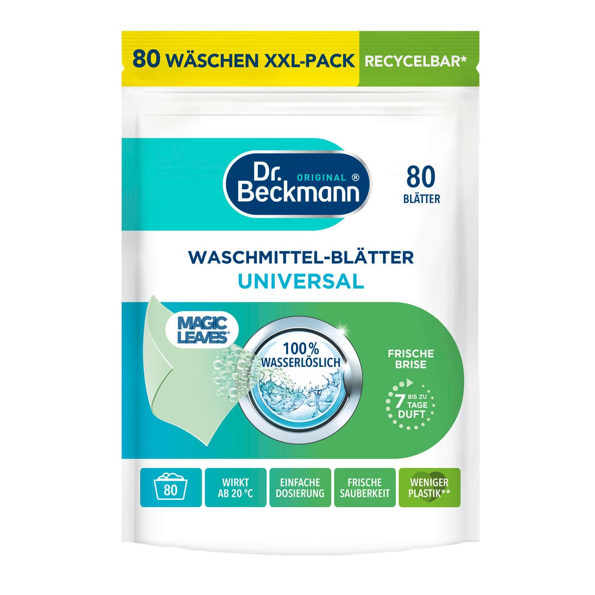 Dr. Beckmann Waschmittelblätter Universal Frische Brise 80St