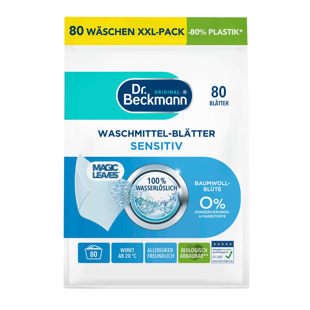 Dr. Beckmann Waschmittel-Blätter Sensitiv Baumwollblüte 80St