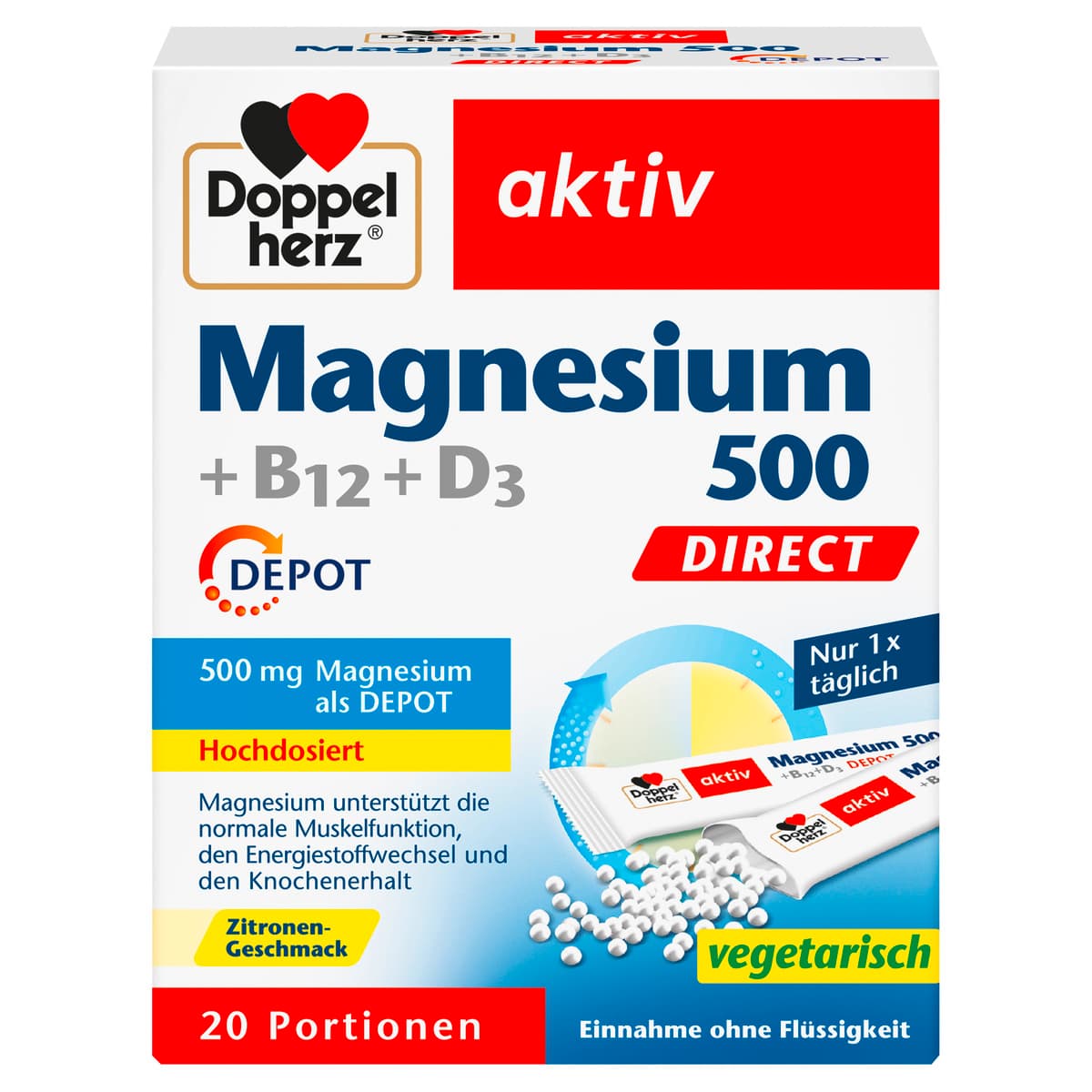 Doppelherz Magnesium 500 + B12 + D3 DEPOT Direct