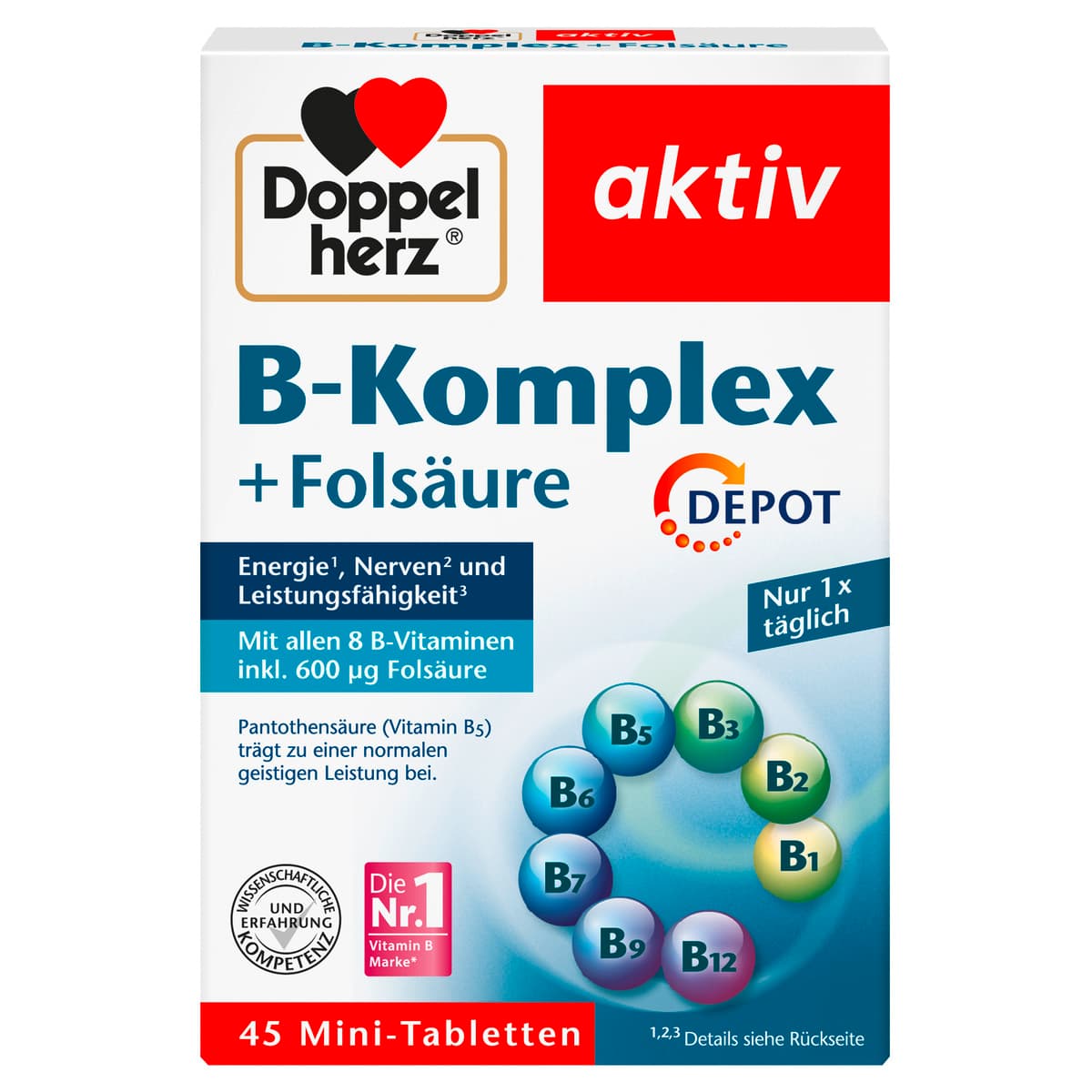 Doppelherz B-Komplex + Folsäure DEPOT 45 Tabletten