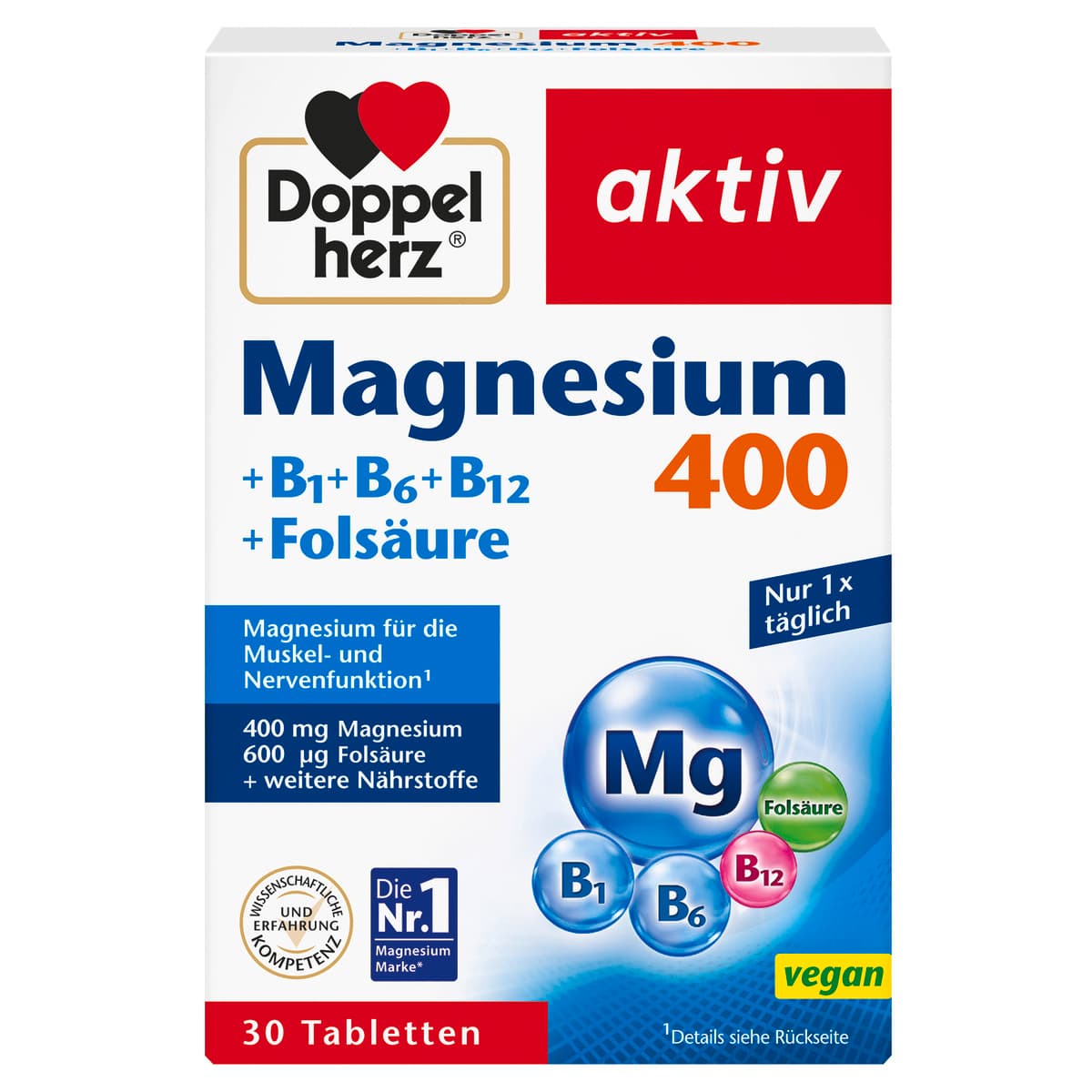 Doppelherz Magnesium 400 + B1 + B6 + B12 + Folsäure