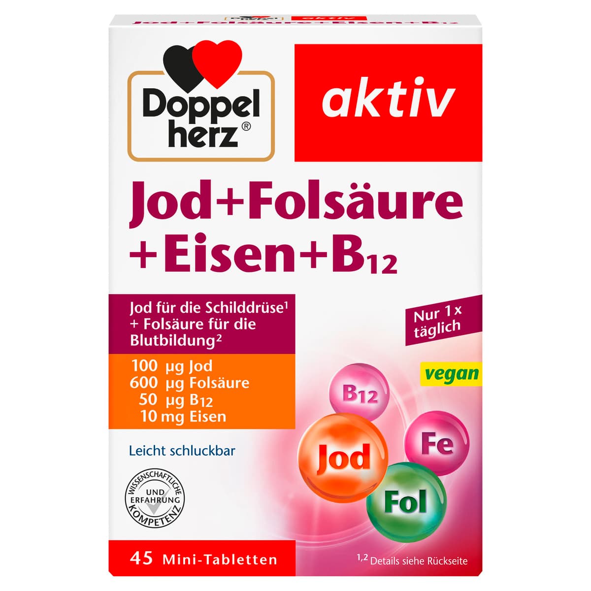 Doppelherz Jod + Folsäure + Eisen + B12 45 Mini-Tabletten