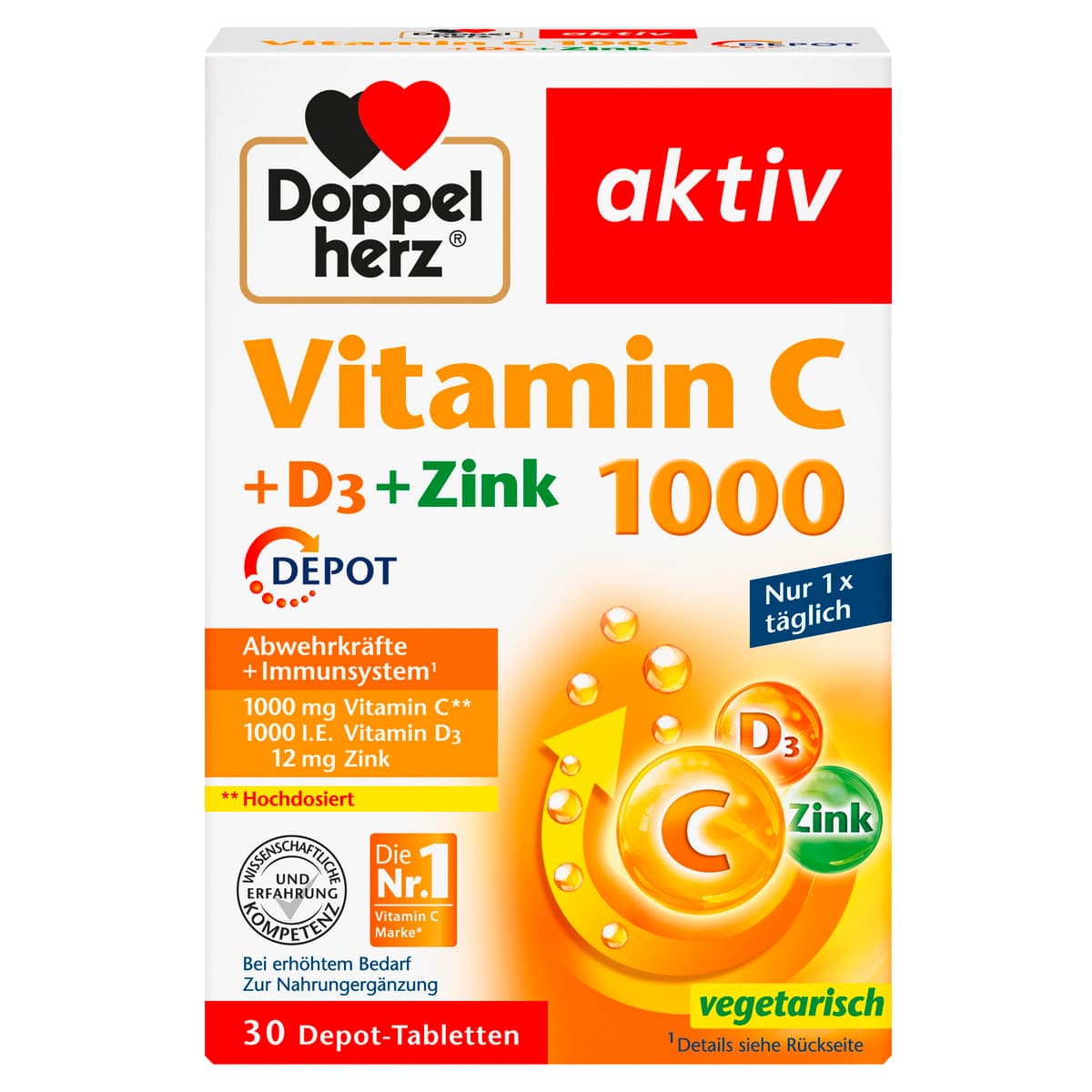 Doppelherz Vitamin C 1000 + D3 + Zink Depot 30 Depot-Tabletten