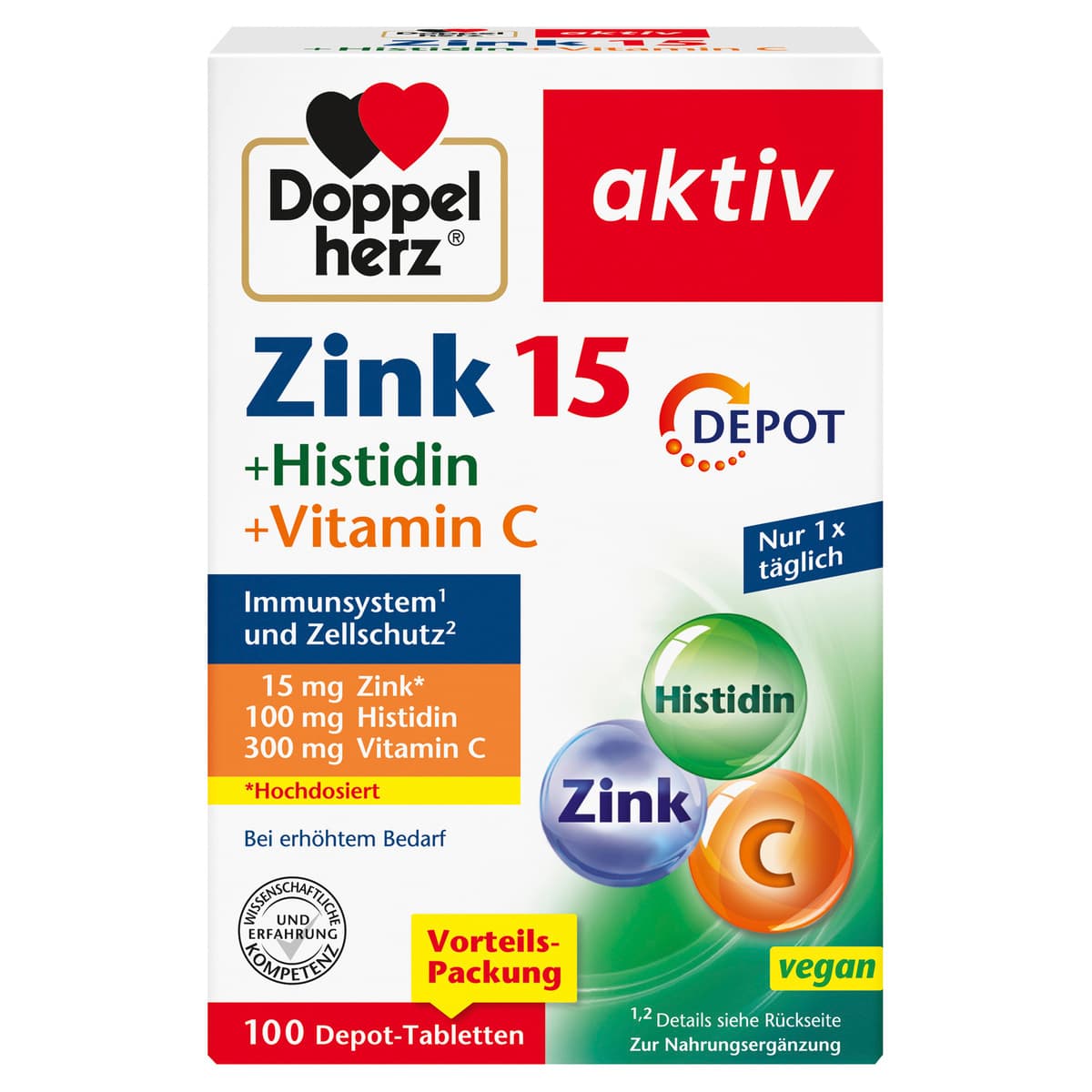 Doppelherz Zink + Histidin + Vitamin C Depot 100 Tabletten