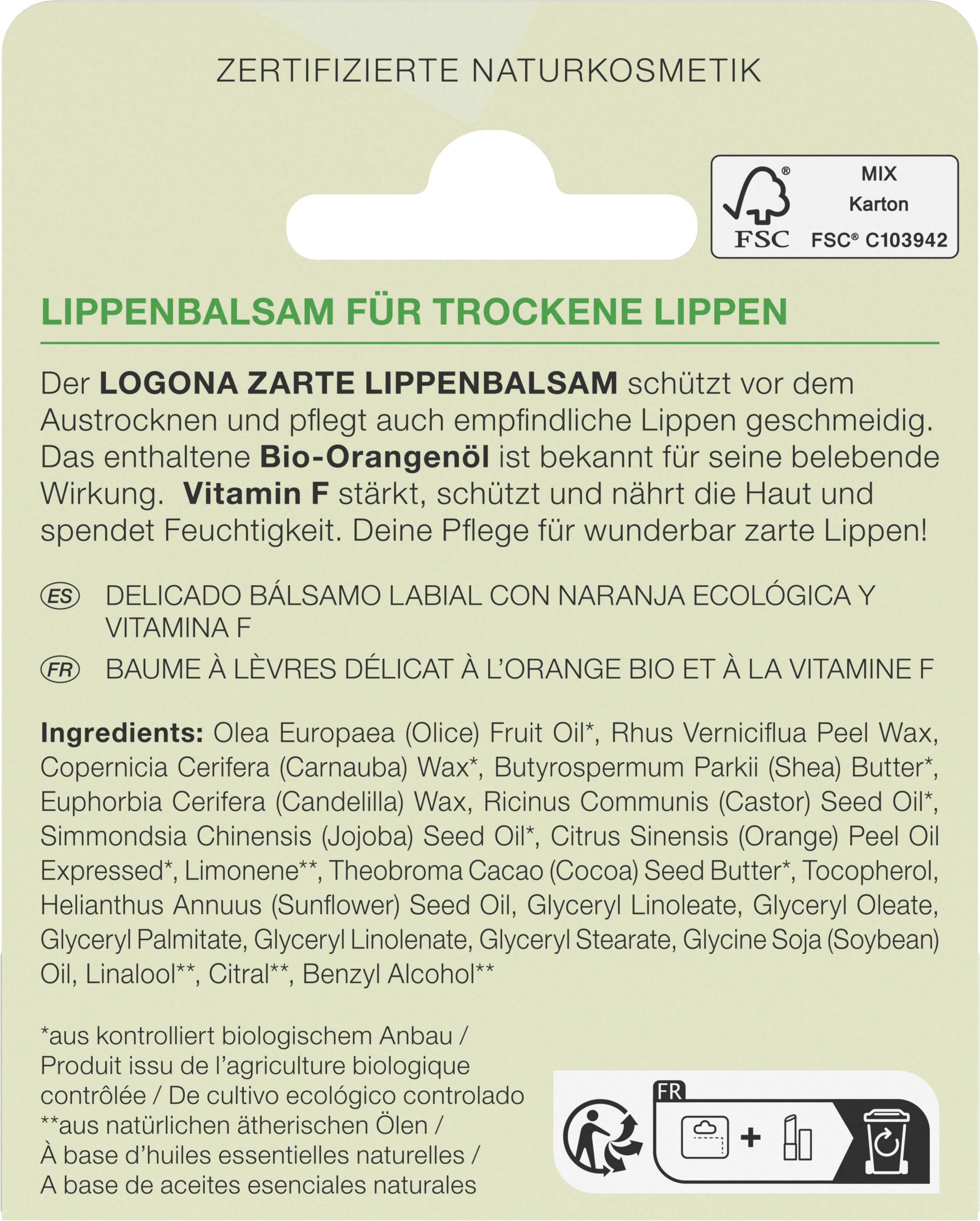 Produktbild NOURISH Zarter Lippenbalsam Bio-Orange + Vitamin F 2 von 3