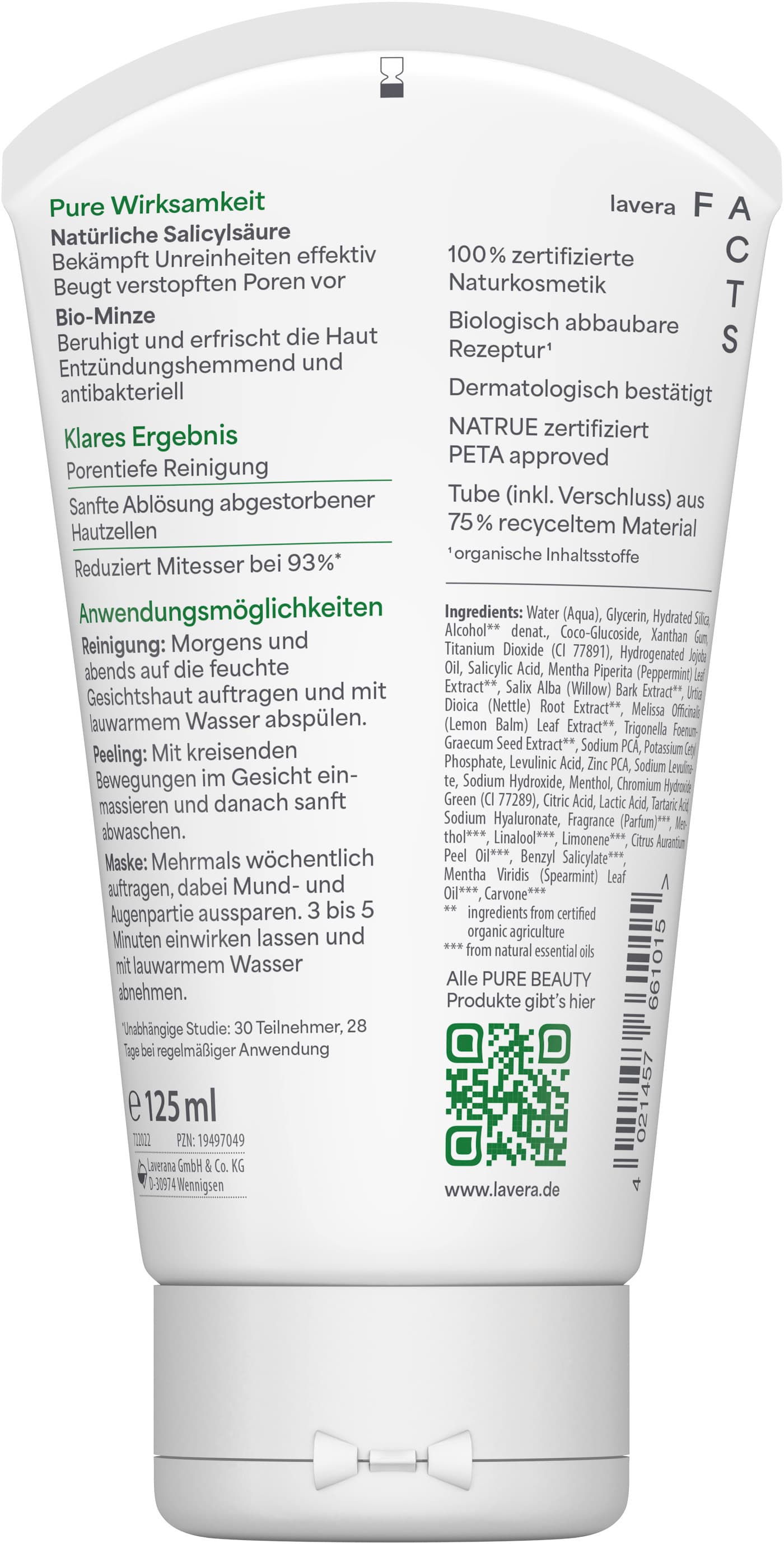 Produktbild lavera Pure Beauty 3in1 Reinigung Peeling Maske 2 von 2