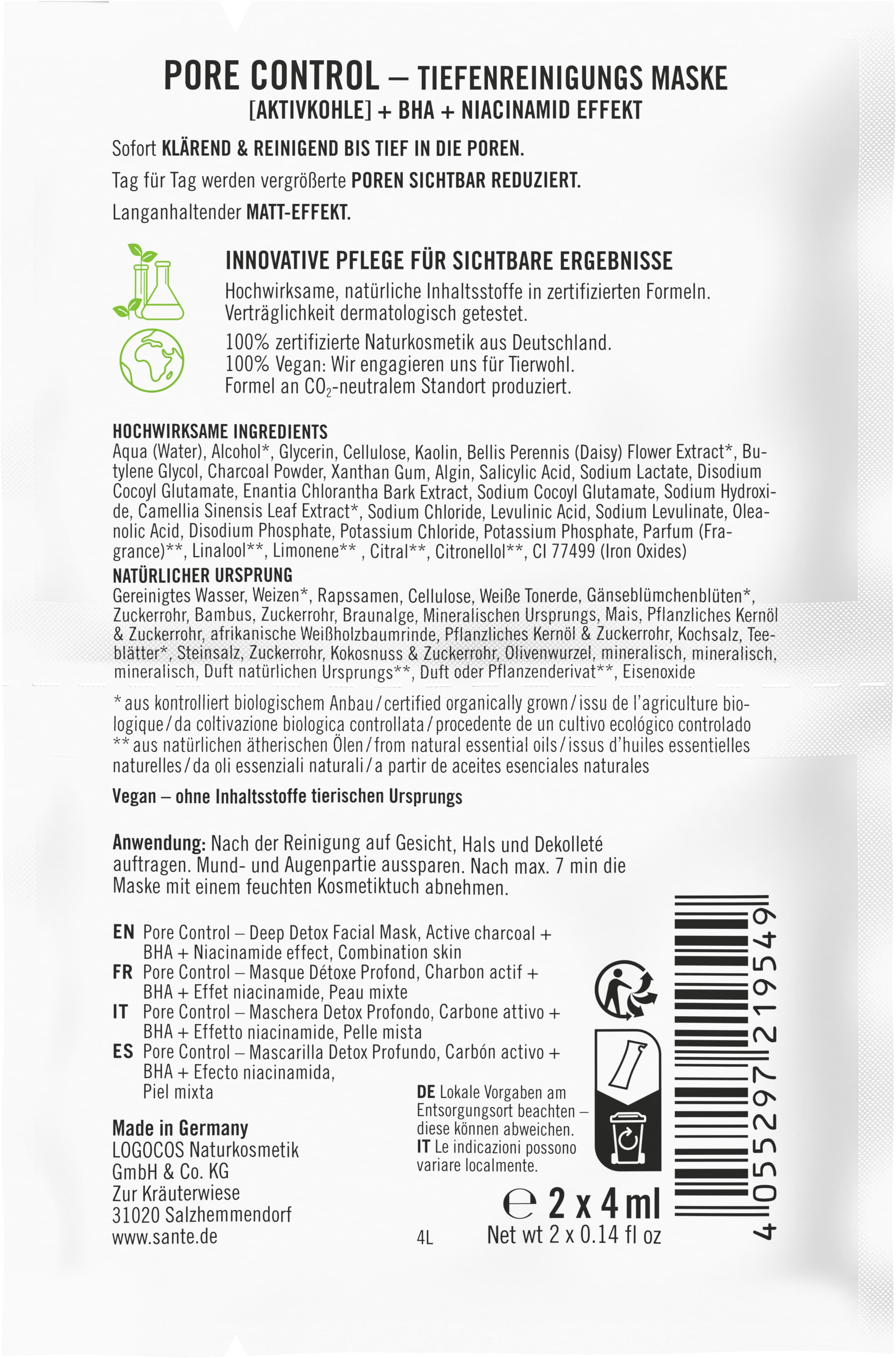 Produktbild SANTE Pore Control Tiefenreinigungs Maske 2 von 2