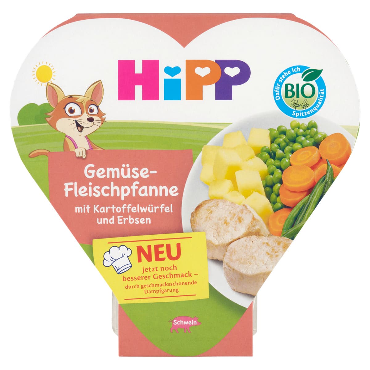 HiPP Bio Gemüse-Fleischpfanne mit Kartoffelwürfel und Erbsen