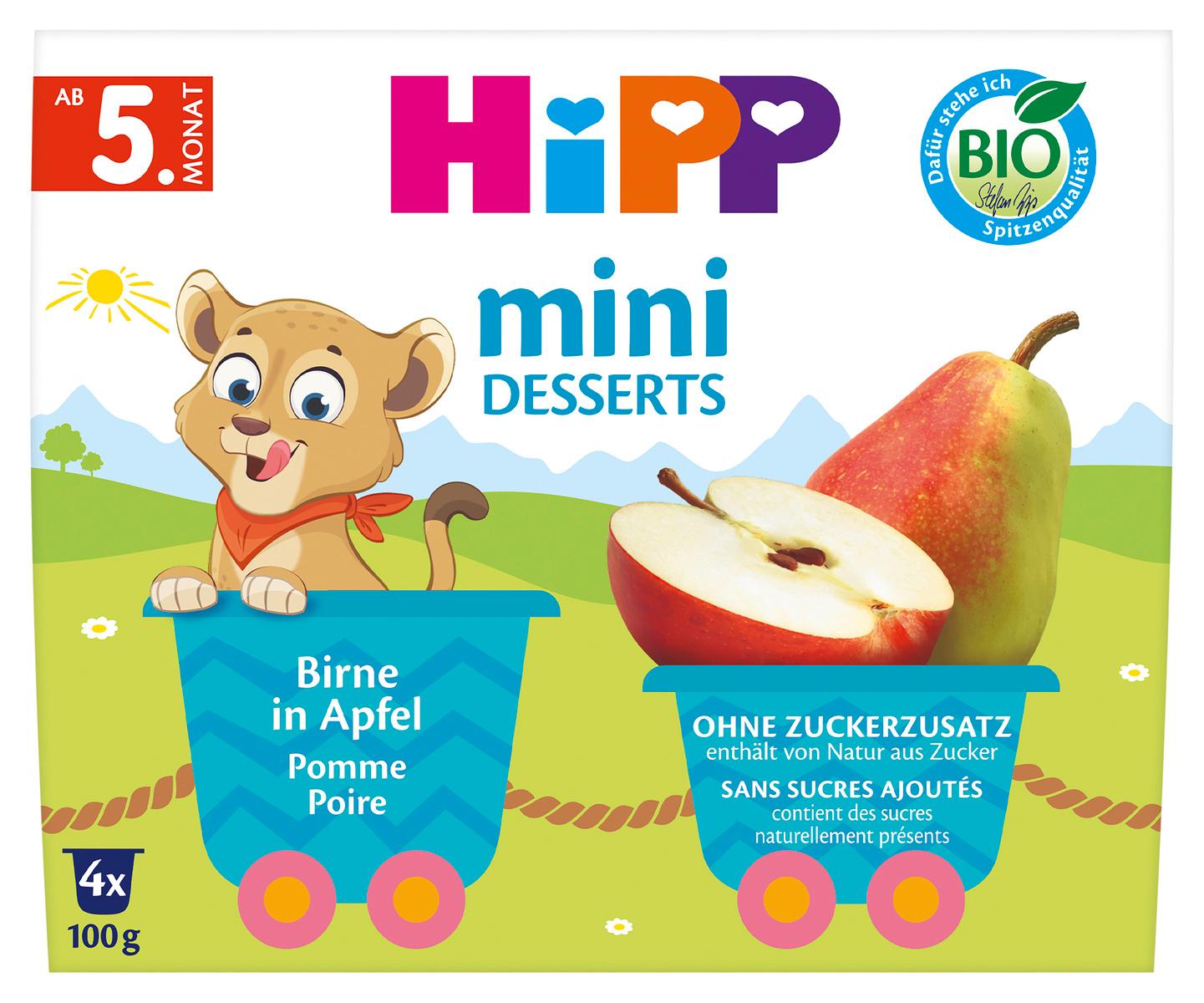 HiPP Bio Mini Desserts im Becher Birne in Apfel, ohne Zuckerzusatz