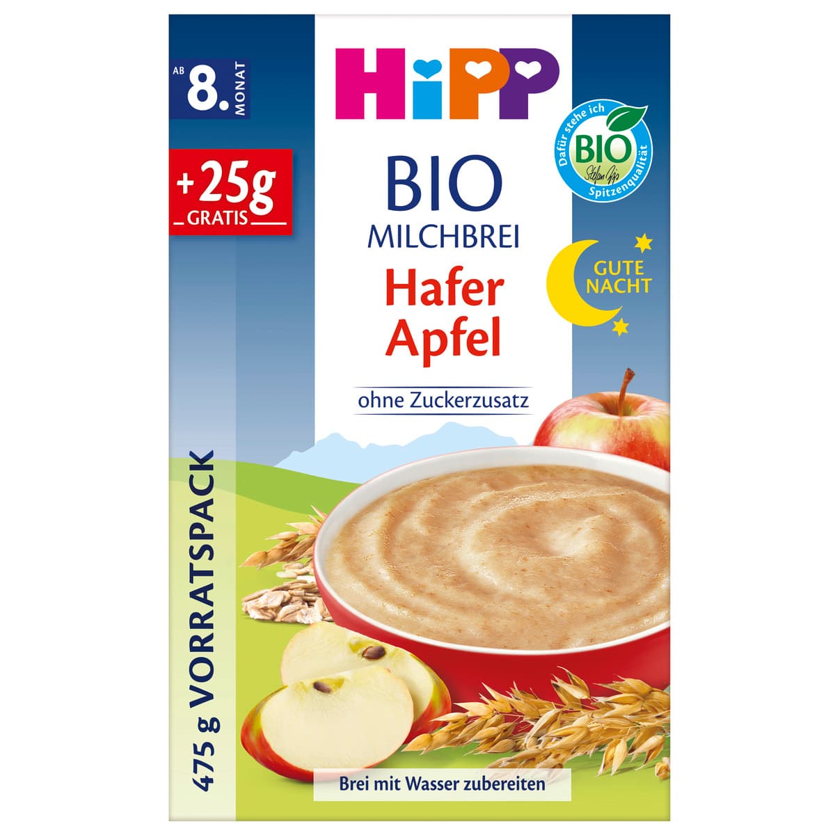 HiPP Milchbrei Gute-Nacht Hafer Apfel