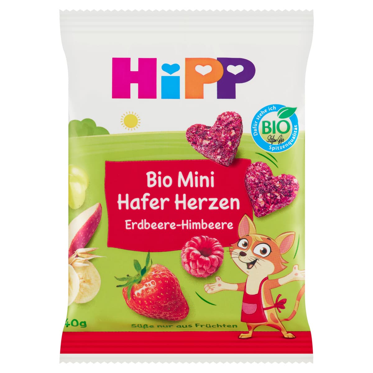 HiPP Bio Mini Hafer Herzen Erdbeere-Himbeere