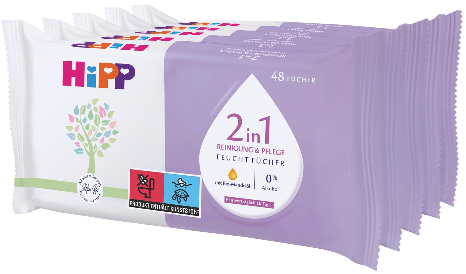 HiPP Zart Pflegend Feuchttücher, 5x48 Stück