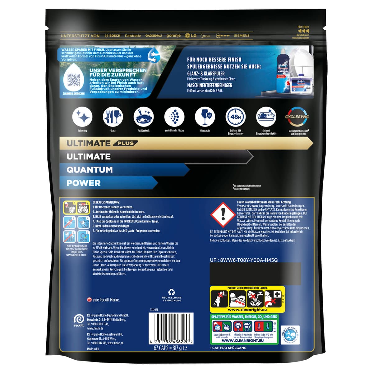 Produktbild Finish Spülmaschinentabs Ultimate Plus Fresh Caps Family Pack 2 von 2
