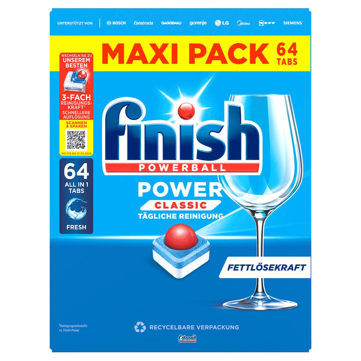 Finish Spülmaschinentabs Power Classic Maxipack Fresh 