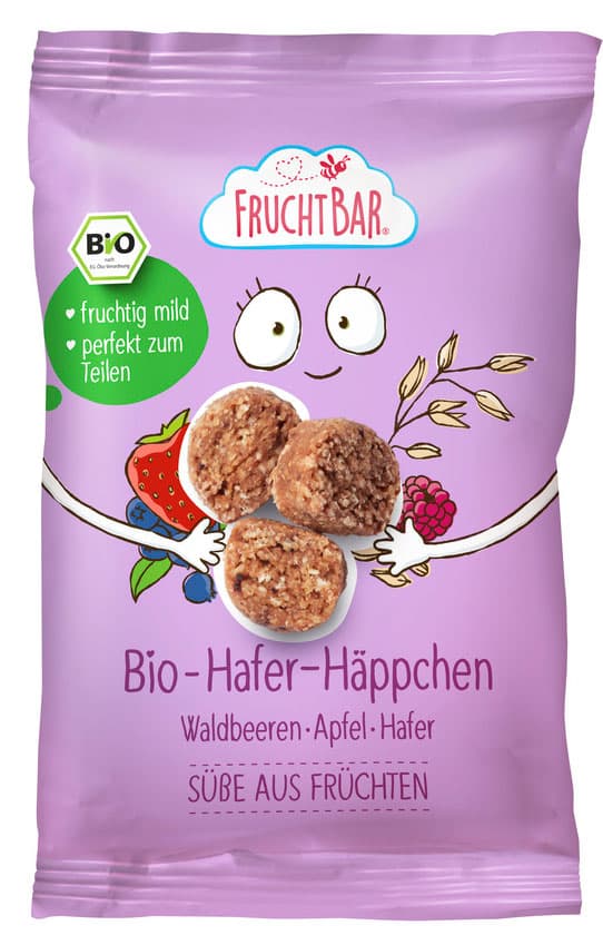 FruchtBar Beikost Fruchthäppchen Waldbeeren Apfel Hafer