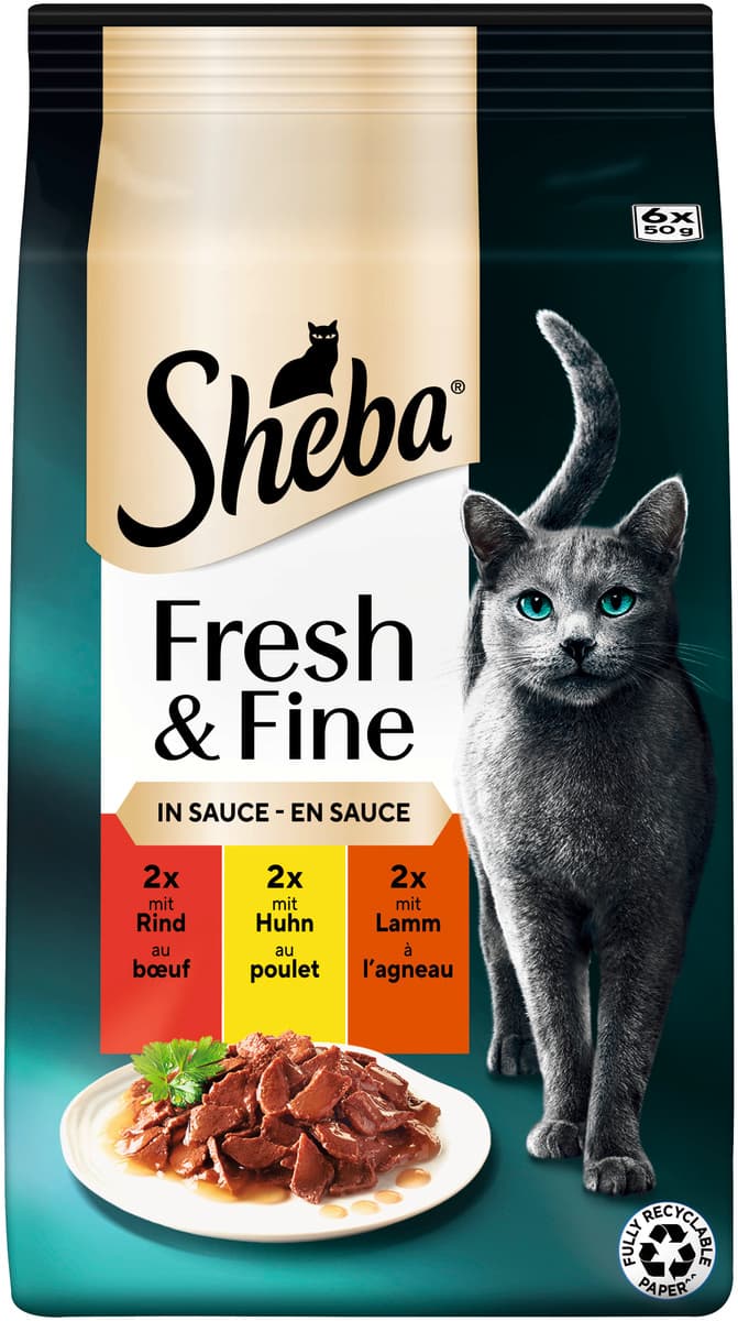 SHEBA® Fresh & Fine Multipack Rind, Huhn & Lamm in Sauce