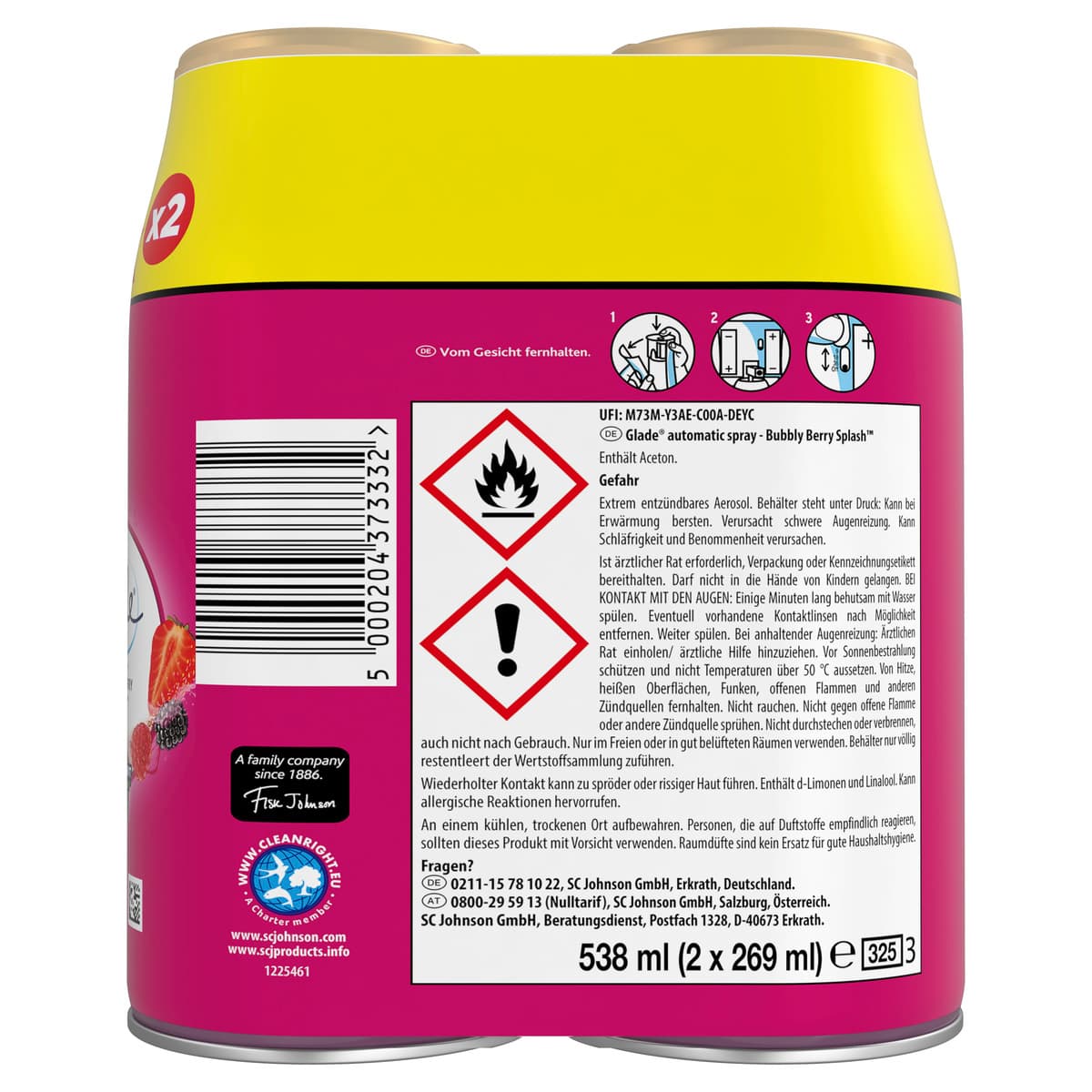 Produktbild Glade Automatic Spray Nachfueller Bubbly Berry Splash Doppelpack 2 von 2