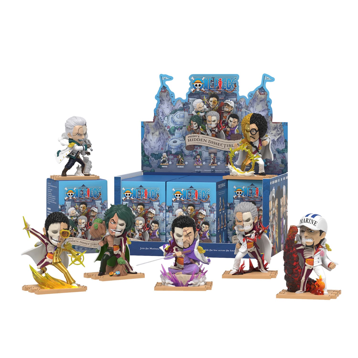 Sammelfiguren in Blindbox - Mighty Jaxx Freeny's Hidden Dissectibles – One Piece S8: Marines Edition Blindbox | sortiert - eine Packung enthält eine zufällige Figur