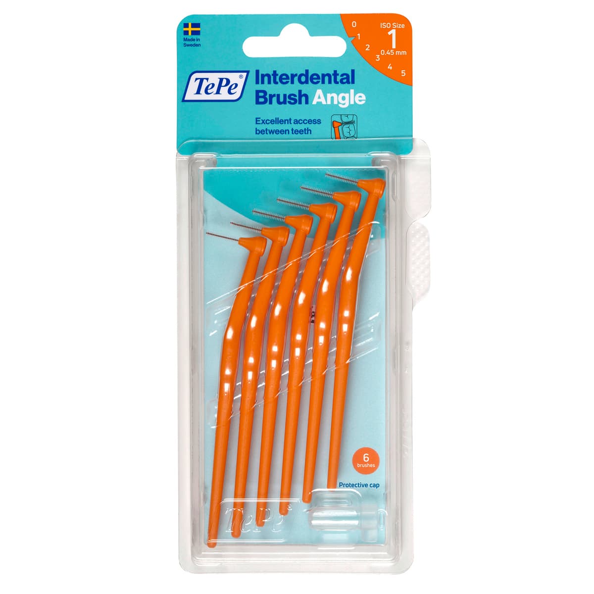 TePe Angle™ Interdentalbürste Orange, ISO-Größe 1, 0,45 mm, 6 Stk.