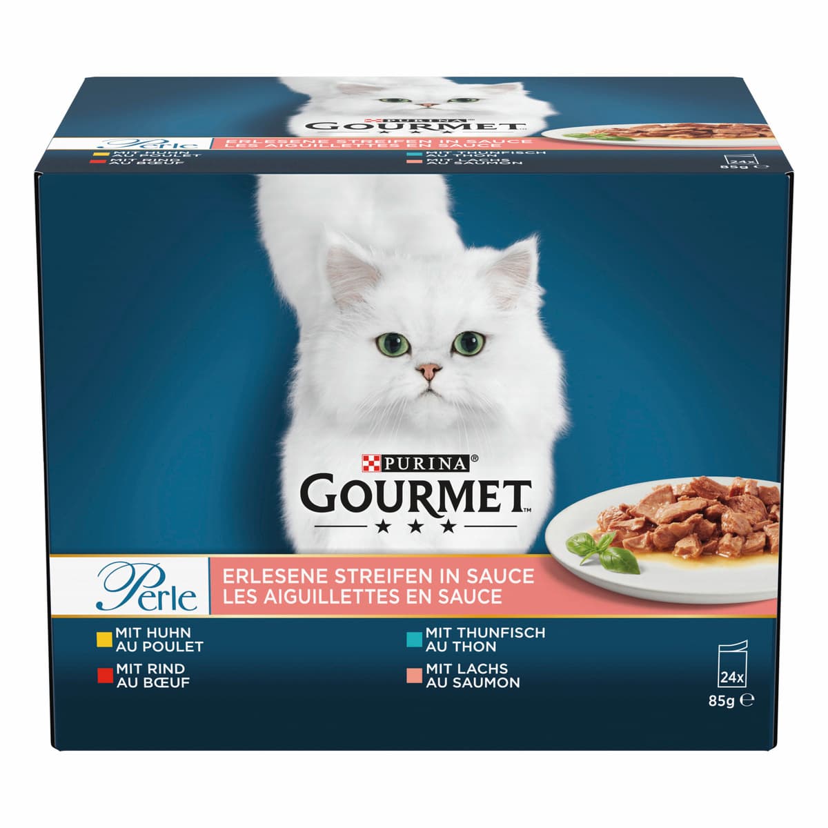 PURINA GOURMET Katzennassfutter Perle Erlesene Streifen Mix 24x85g