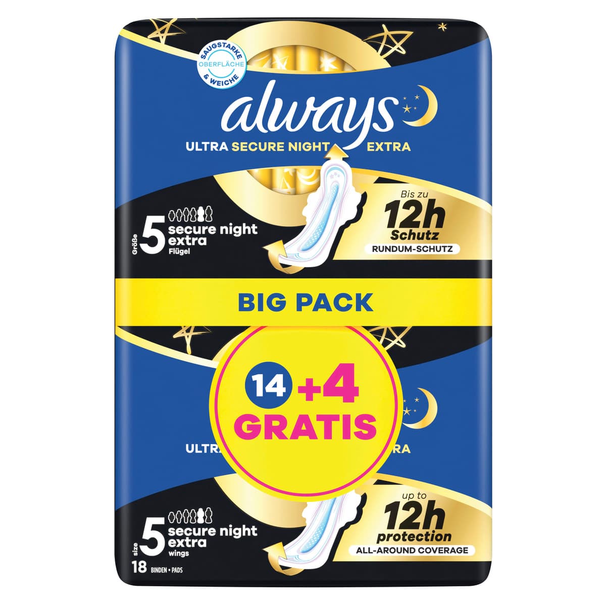 Always ultra Damenbinden Secure Night Extra mit Flügeln BigPack 