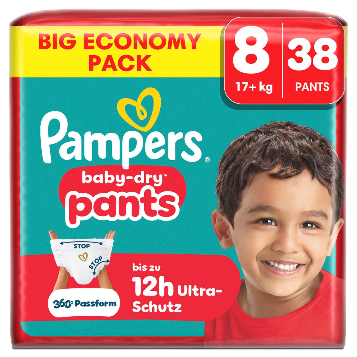Pampers Baby Dry Pants Windeln Gr.8 Extra Large 17+kg Big Economy Pack 
