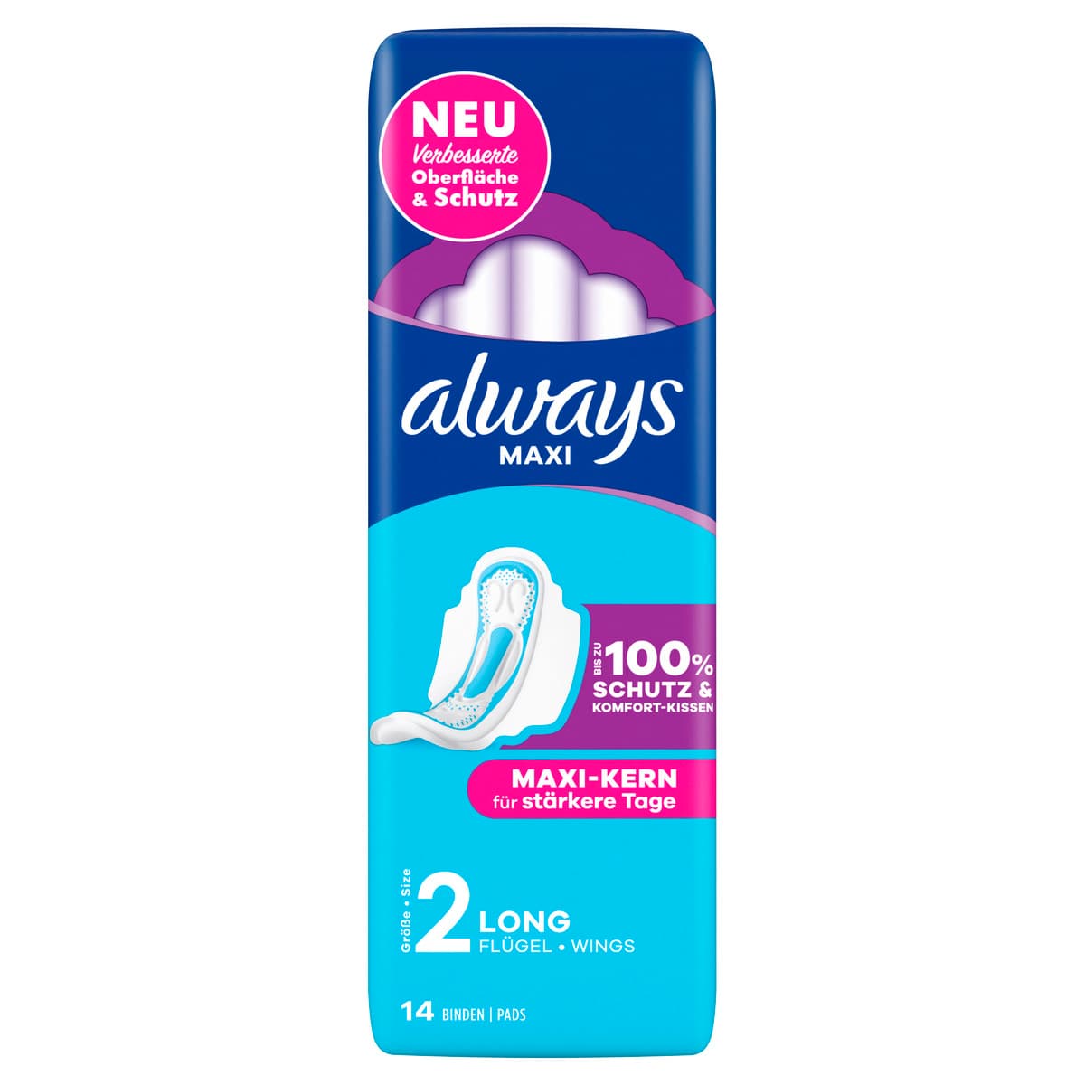 Always Maxi Damenbinden Long mit Flügeln 14ST
