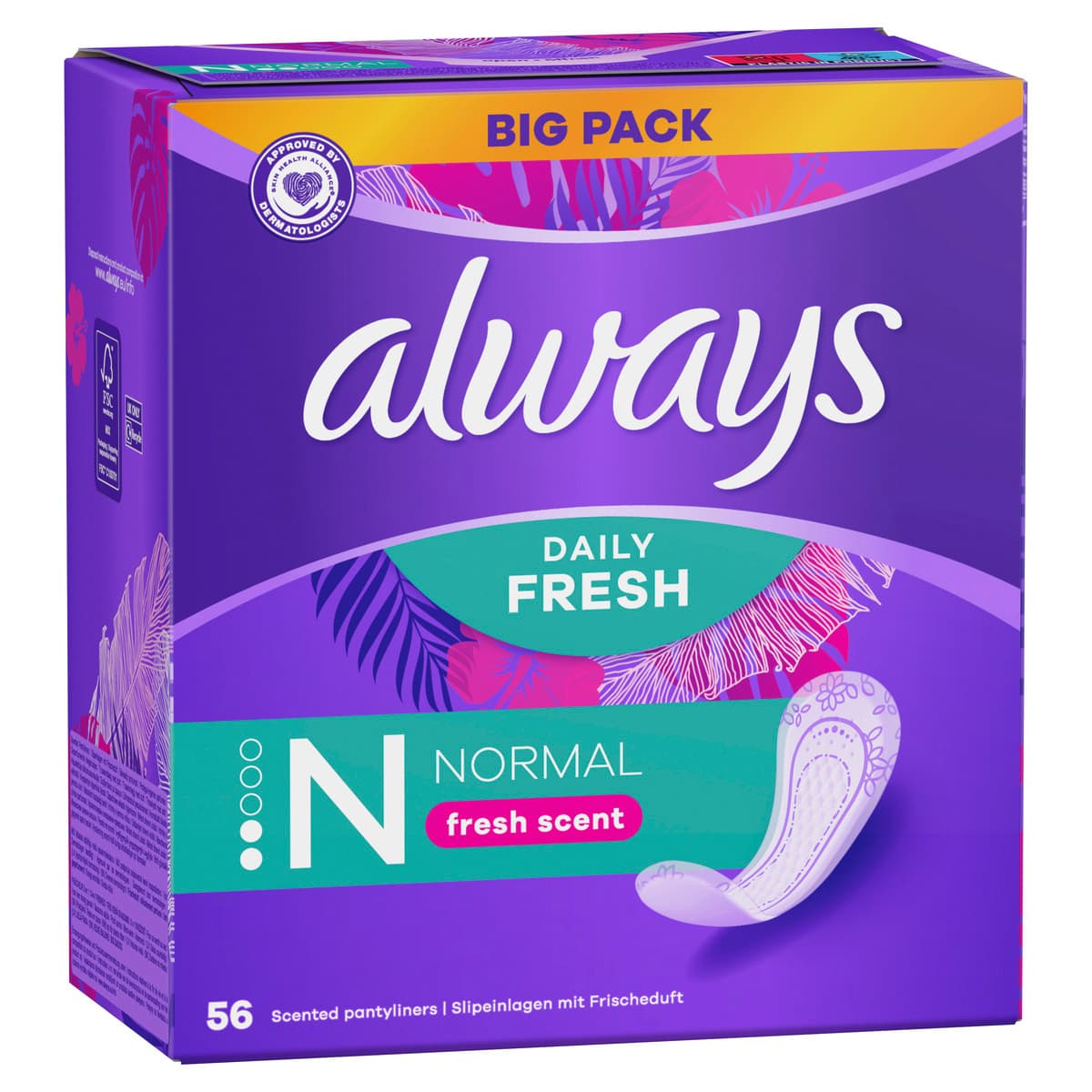 Produktbild Always DAILY Slipeinlagen Fresh Normal mit Frischeduft BigPack 56 Stück 4 von 11
