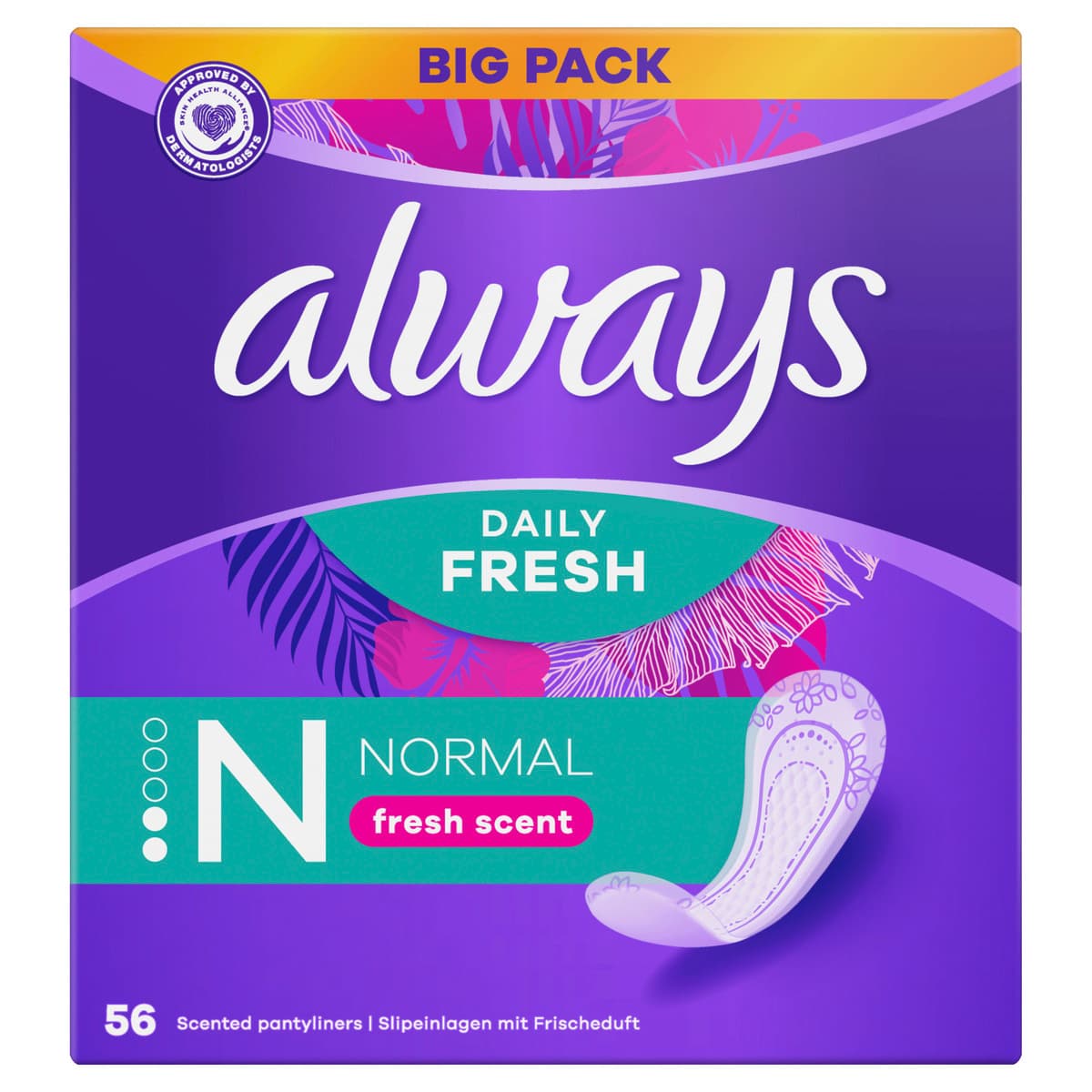 Always DAILY Slipeinlagen Fresh Normal mit Frischeduft BigPack 56 Stück