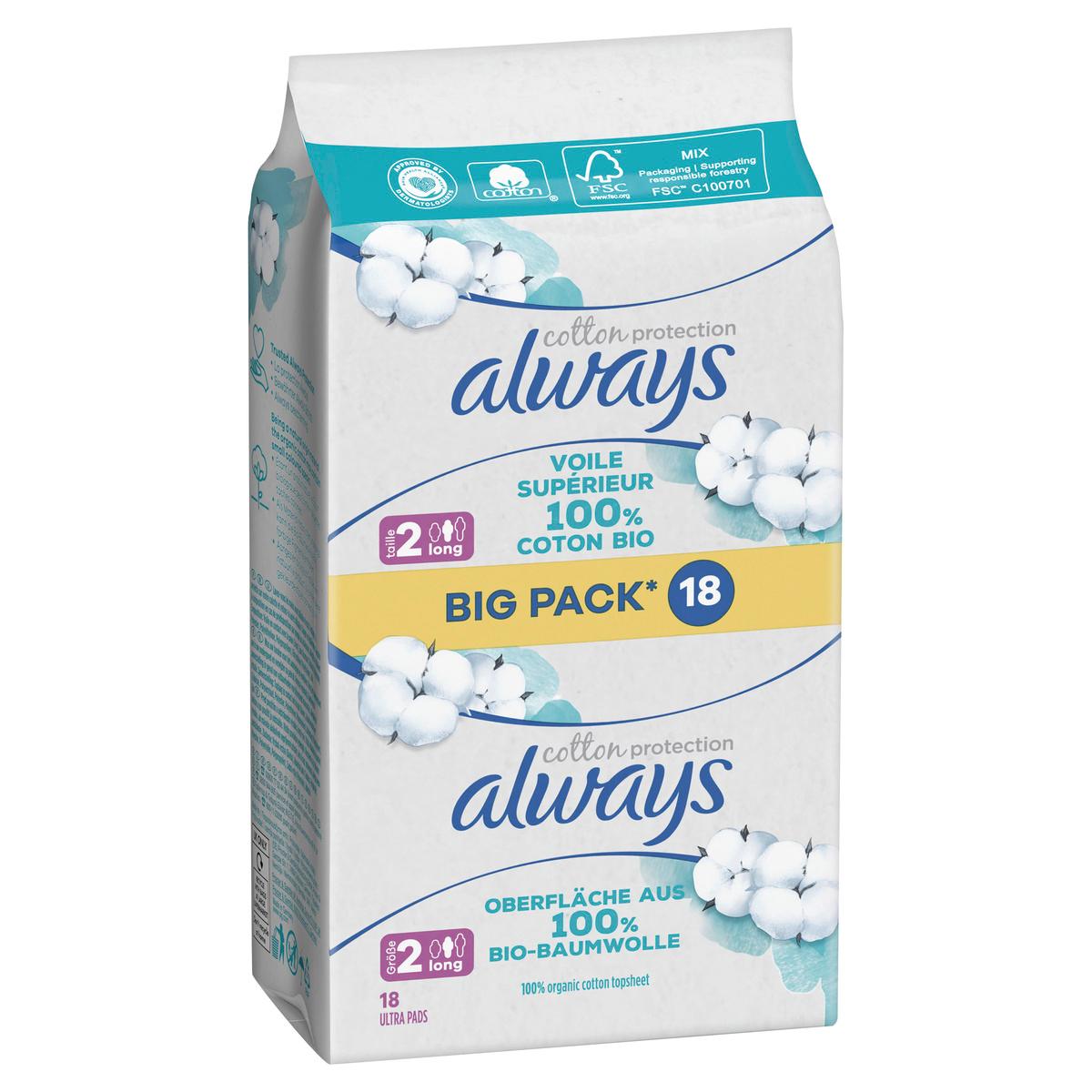 Produktbild Always Ultra Damenbinden Cotton Protection Long mit Flügeln 18ST 3 von 9