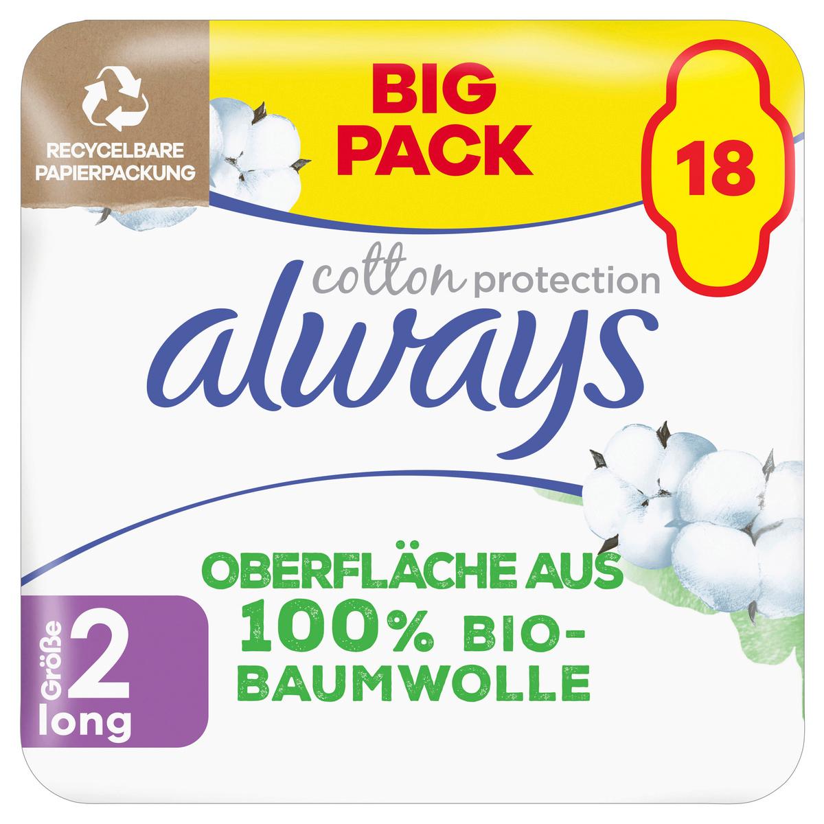 Always Ultra Damenbinden Cotton Protection Long mit Flügeln 18ST