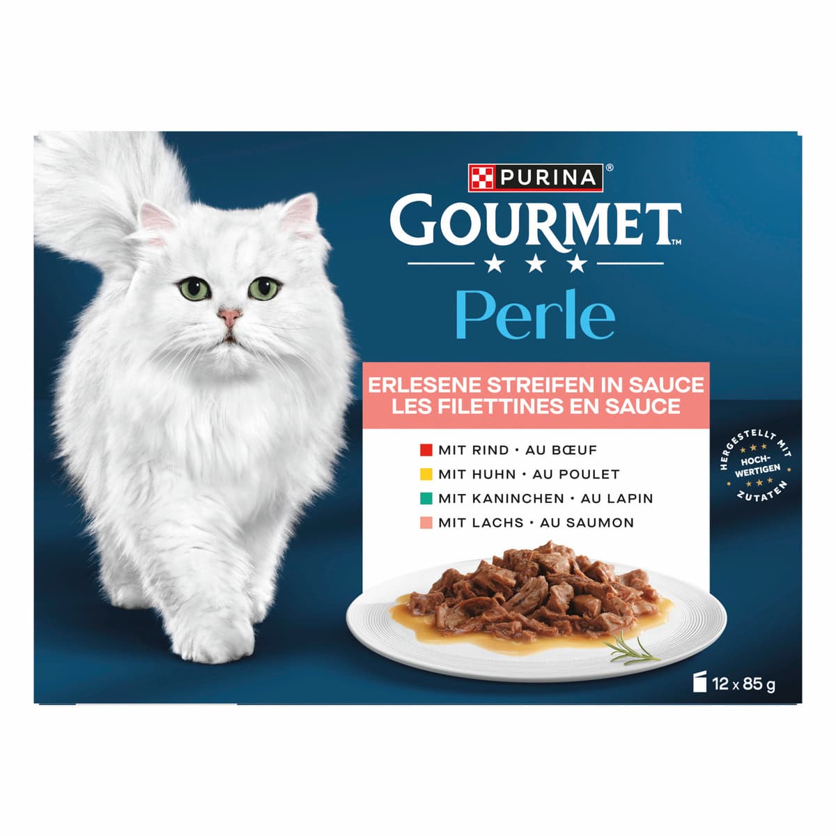 PURINA GOURMET Perle Katzennassnahrung Erlesene Streifen in Sauce 12x85 g Portionsbeutel