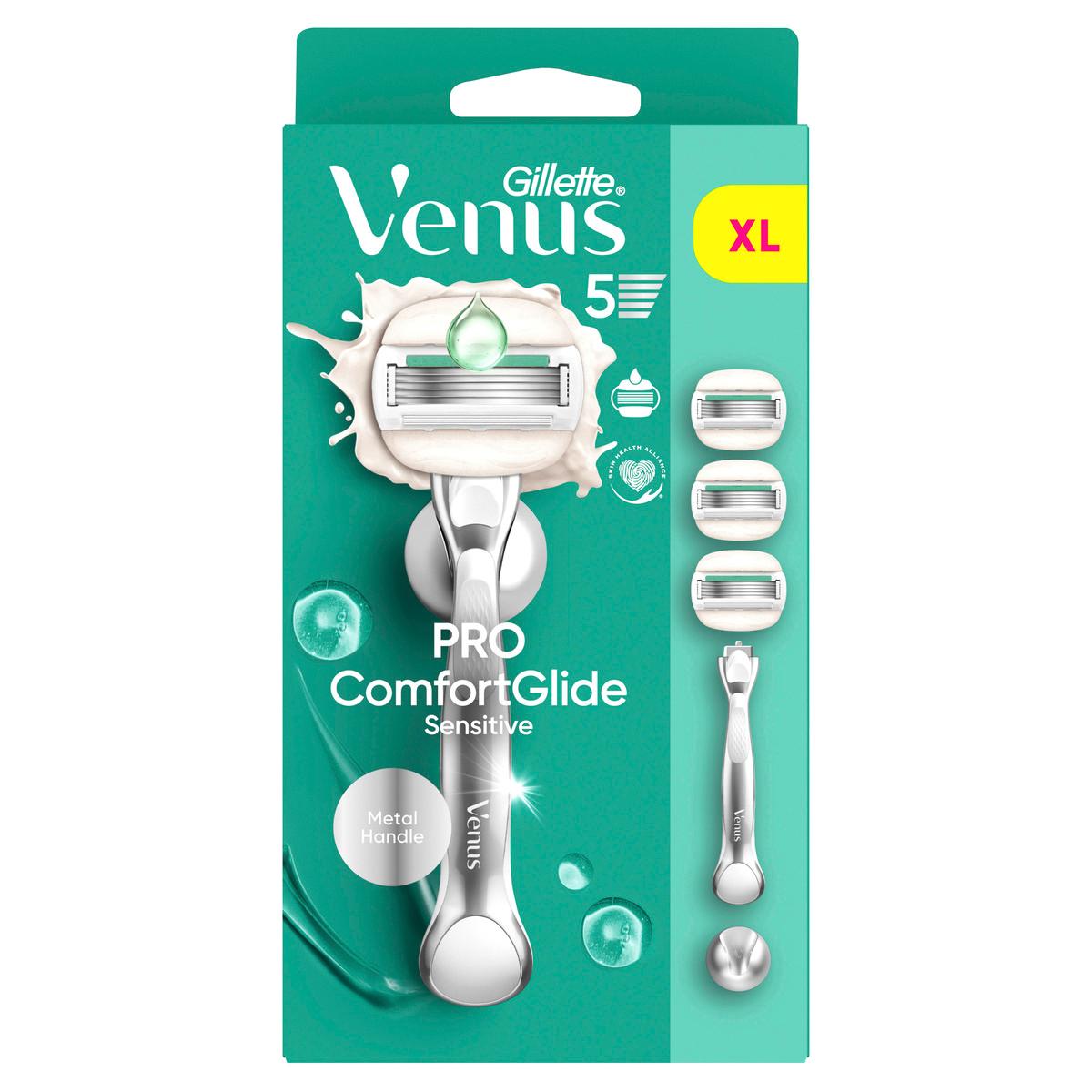 Gillette Venus Rasierer Pro Comfortglide Sensitive mit 3Klingen + Duschhänger 
