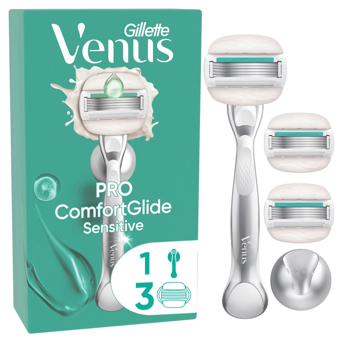 Produktbild Gillette Venus Rasierer Pro Comfortglide Sensitive mit 3Klingen + Duschhänger  2 von 9
