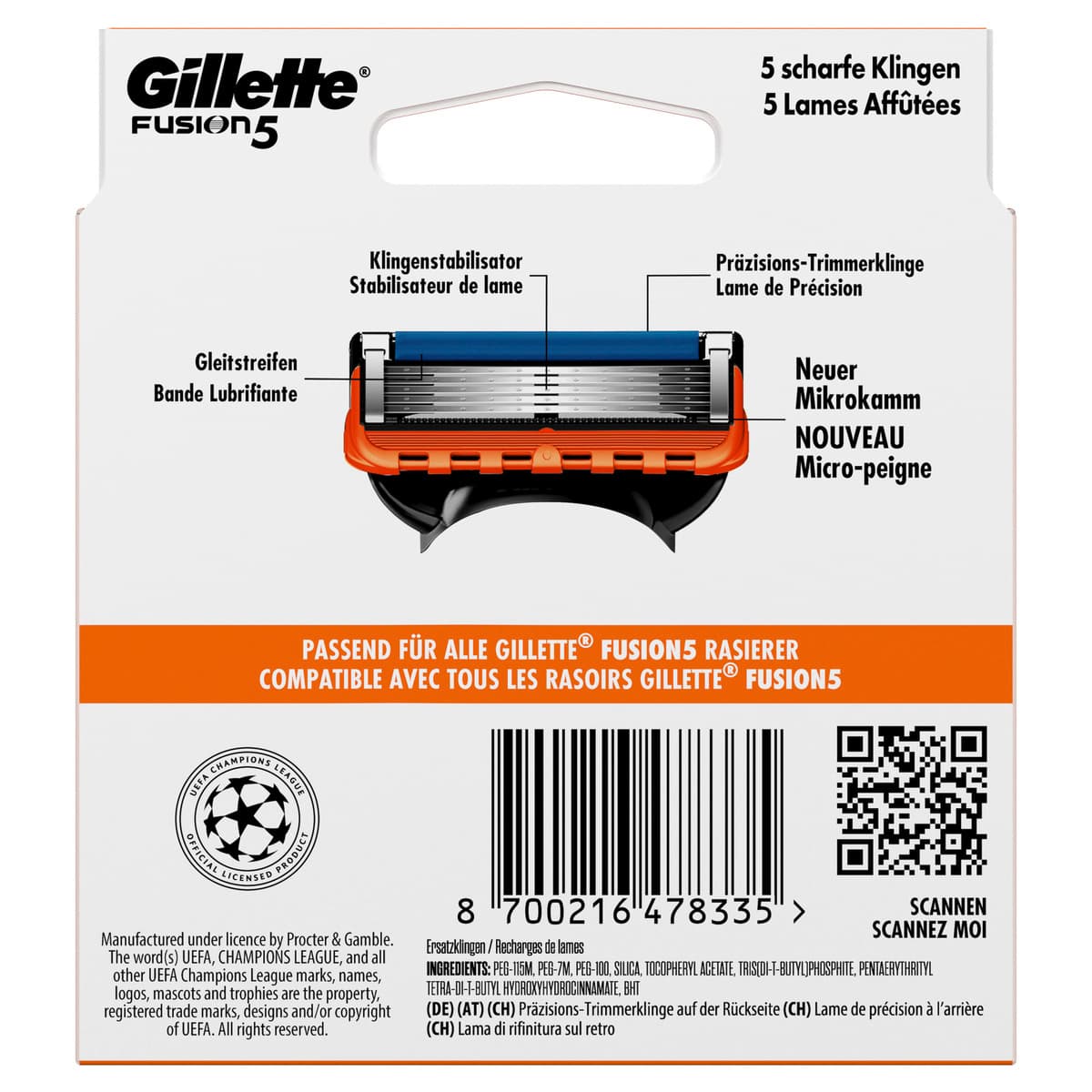 Produktbild Gillette Fusion 5 System Rasierklingen 3 von 12