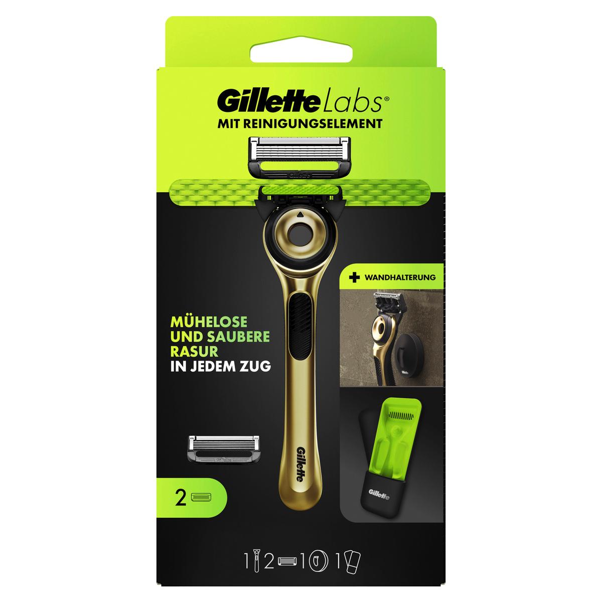 Gillette Labs Rasierer Gold mit 2 Klingen  + Duschhänger + Reiseetui 1 ST