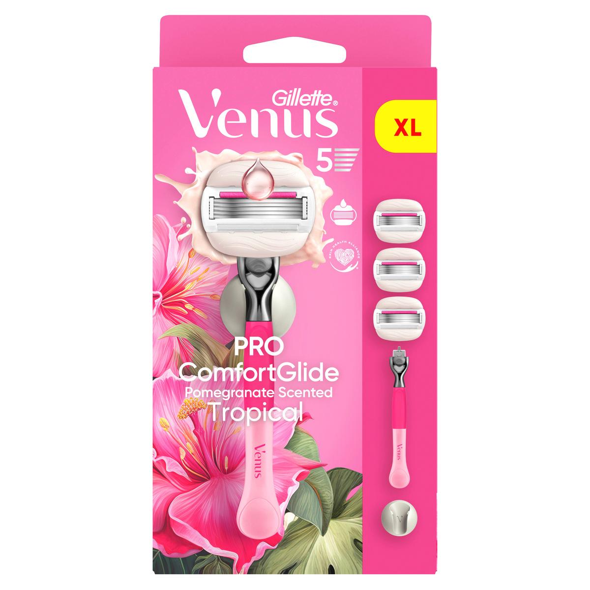 Gillette Venus Rasierer Pro Comfortglide Tropical mit 3  + Duschhänger