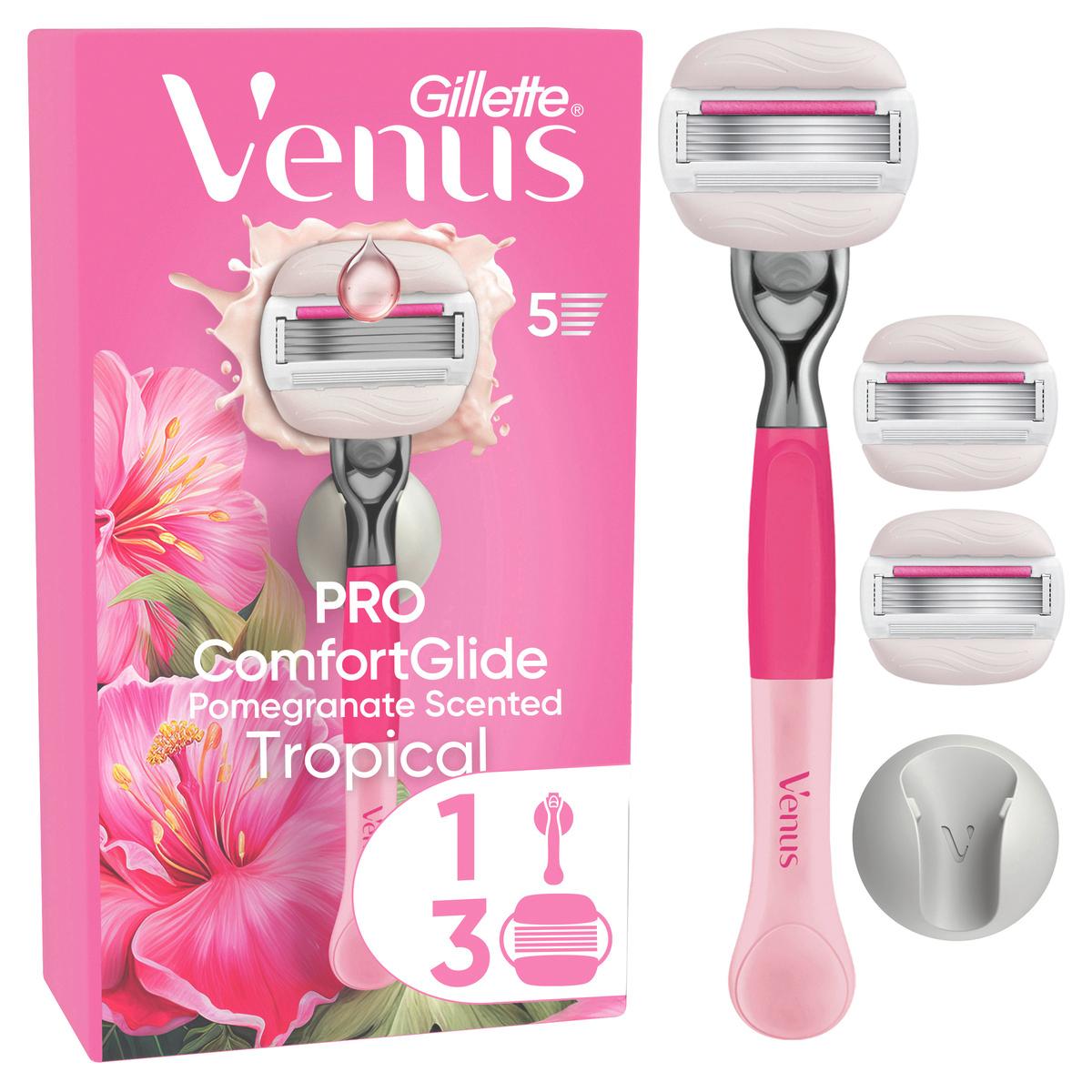 Produktbild Gillette Venus Rasierer Pro Comfortglide Tropical mit 3  + Duschhänger 2 von 7