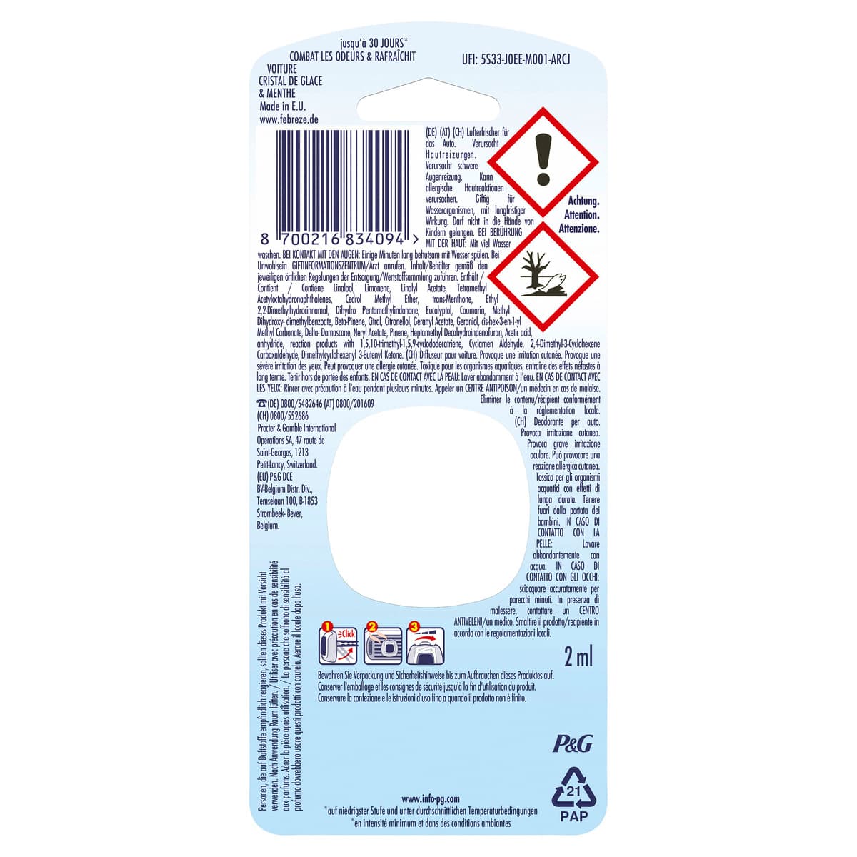 Produktbild Febreze CAR Auto Lufterfrischer Teak & Blaue Minze  3 von 6