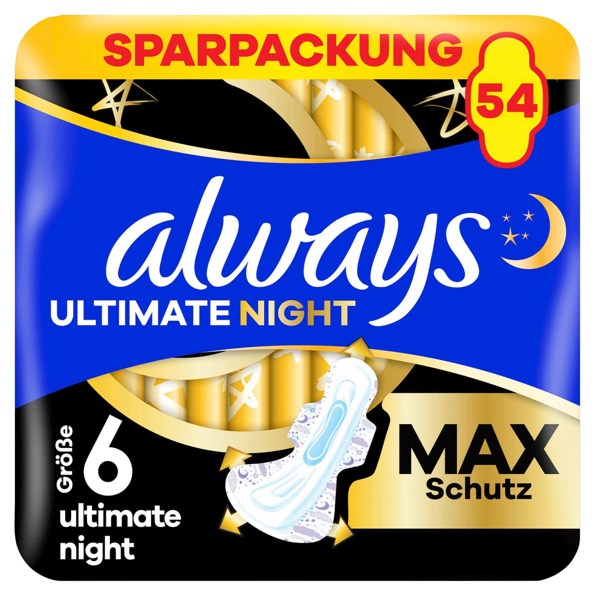 always Damenbinden Ultimate Night Max Protection mit Flügeln Monatspaket 